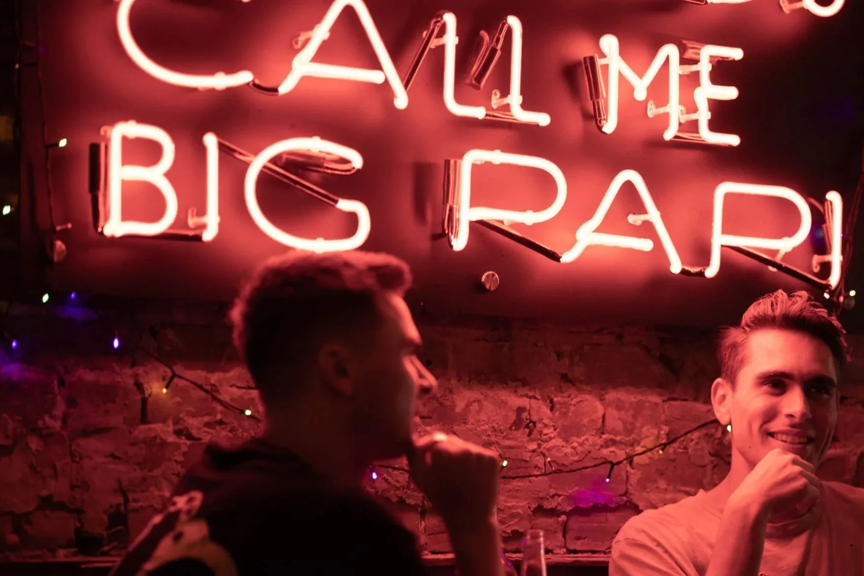 Papi Chulos Ossington bar with the Call Me Big Papi neon sign