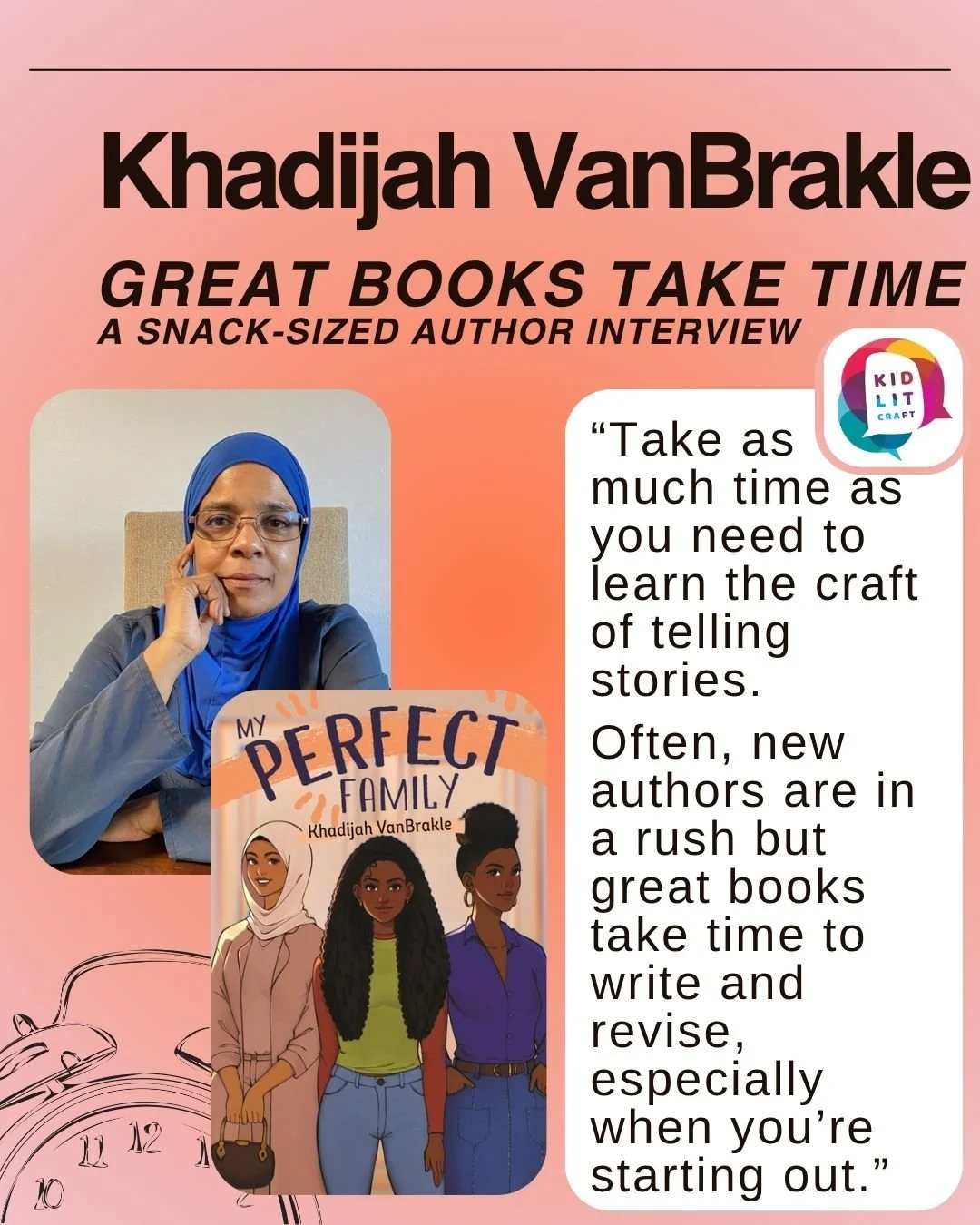 Sometimes it pays to slow down, as @khadijahvanbrakle (&quot;My Perfect Family&quot;) advises in our new Snack-Sized Author Interview. Khadijah advocates for taking all the time you need to learn the craft of storytelling and sings the virtues of not