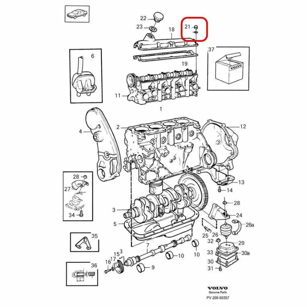 Fixings/Bolt Set - Rocker Cover Domed Nuts