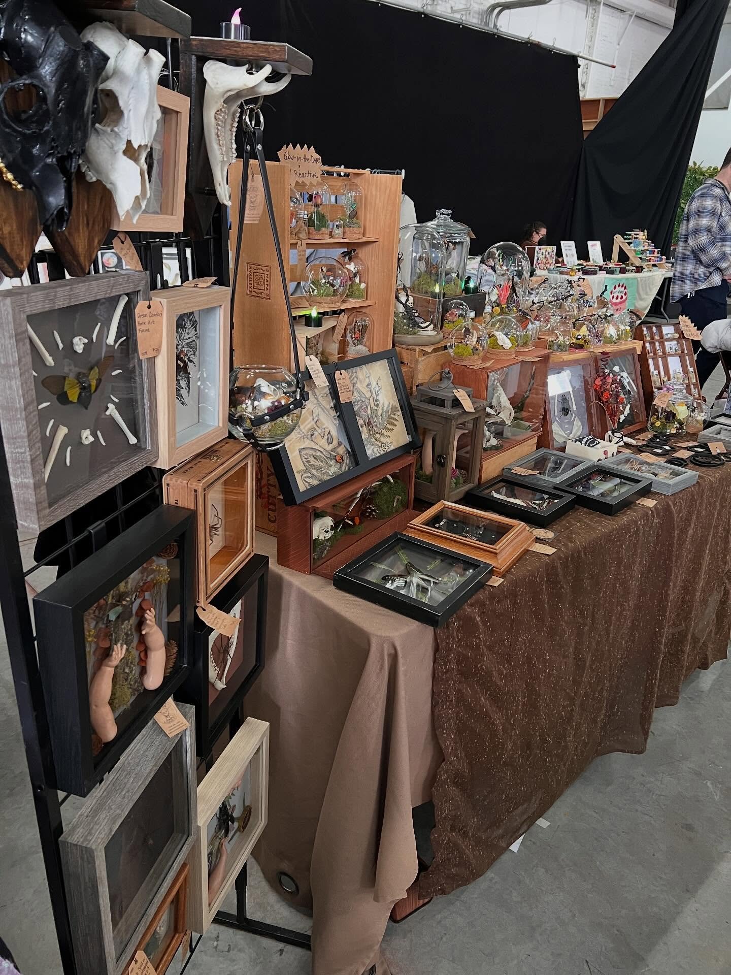 We&rsquo;re at @strange.times.market RIGHT NOW! Surrounded by amazing artist and the coolest folks around 🖤 Get gifts for your weirdo self (or others if ya must!)