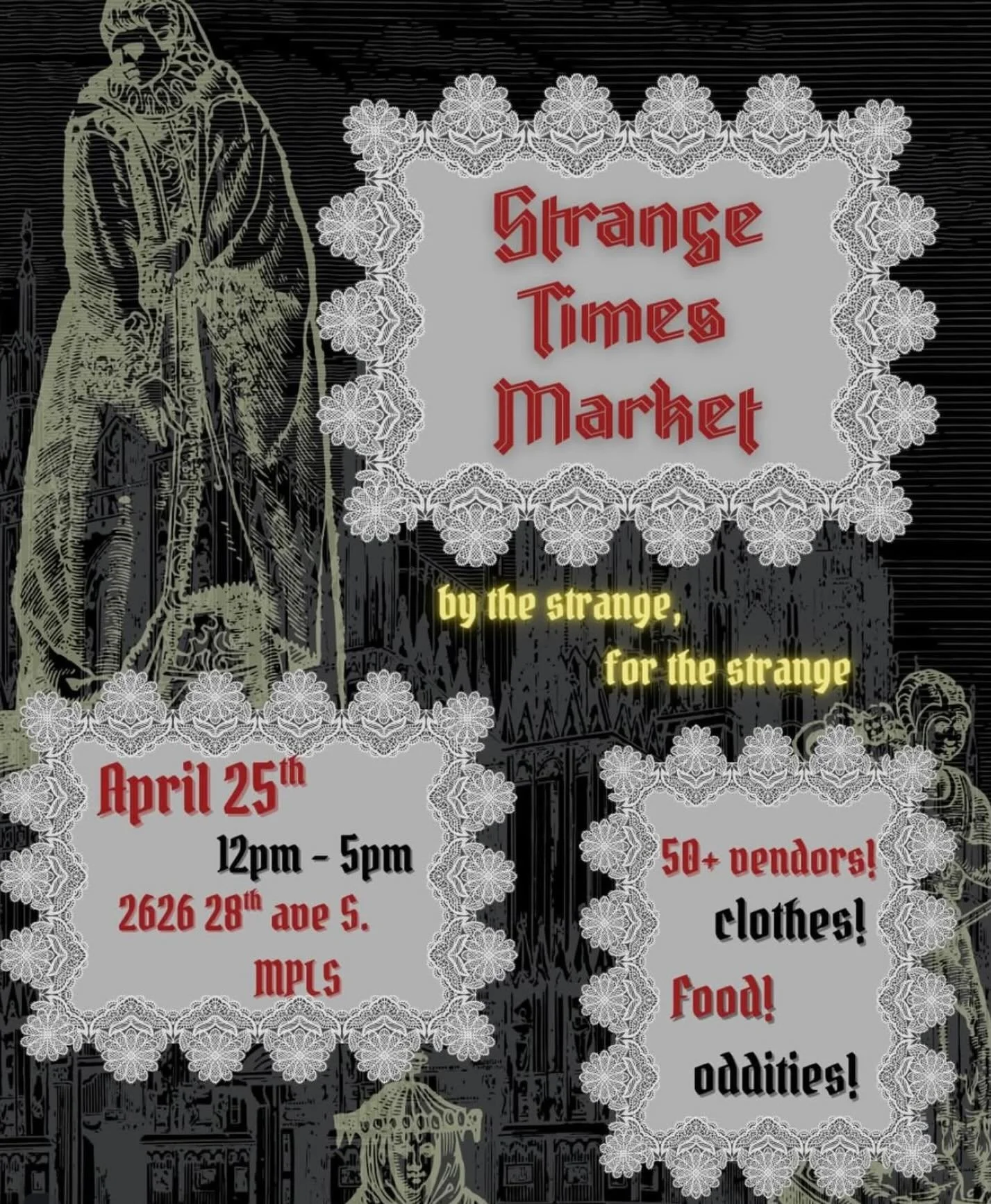 Our next market!!!! Join us and over 50 other vendors to celebrate the strange and unusual 🖤💀🖤
Saturday, April 25th. 12-5pm.