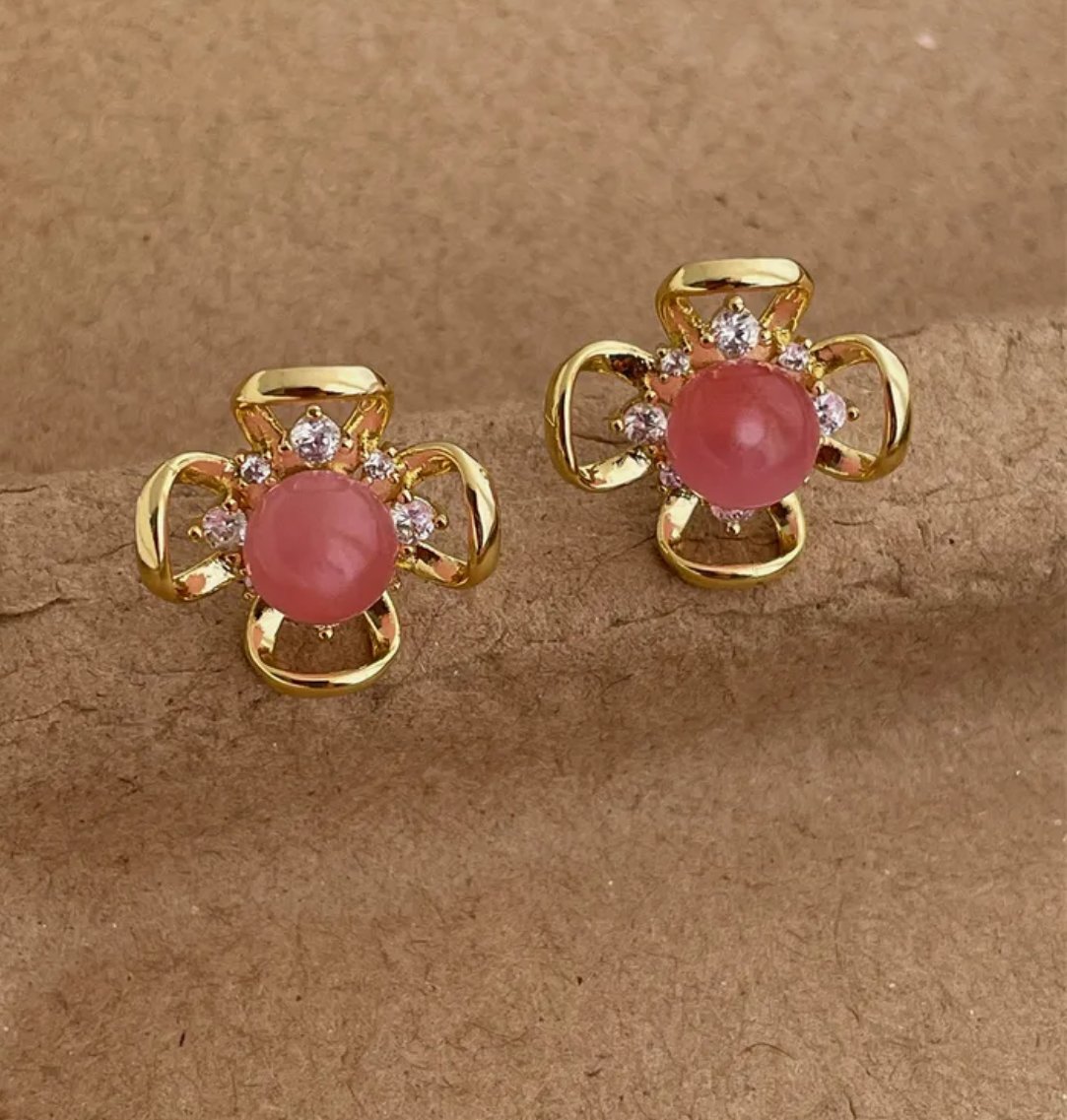Pink Flower Earrings