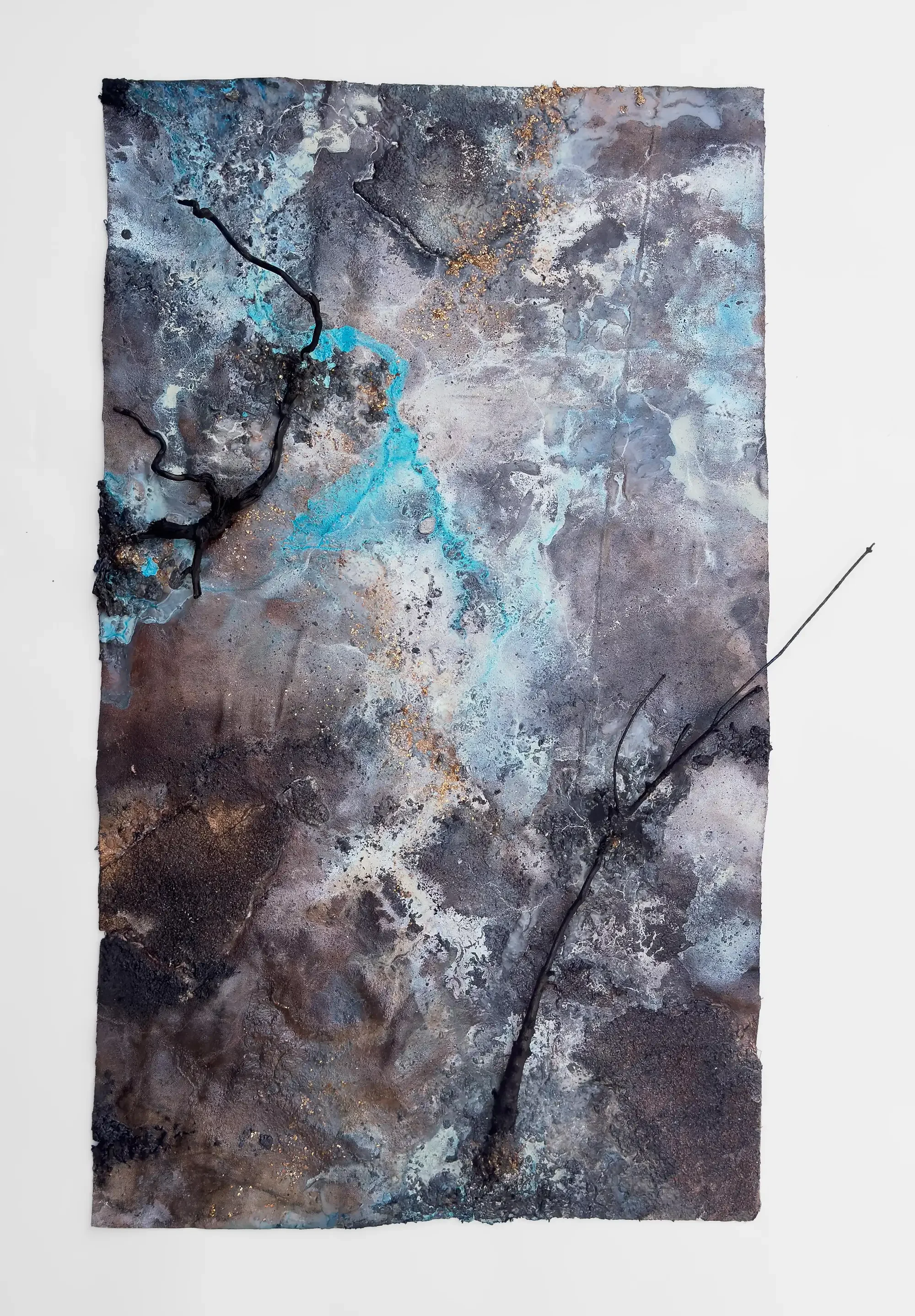 Katherine Filice
"Tethered To The Echos of You" a stunning textural painting with blues and grays
2025