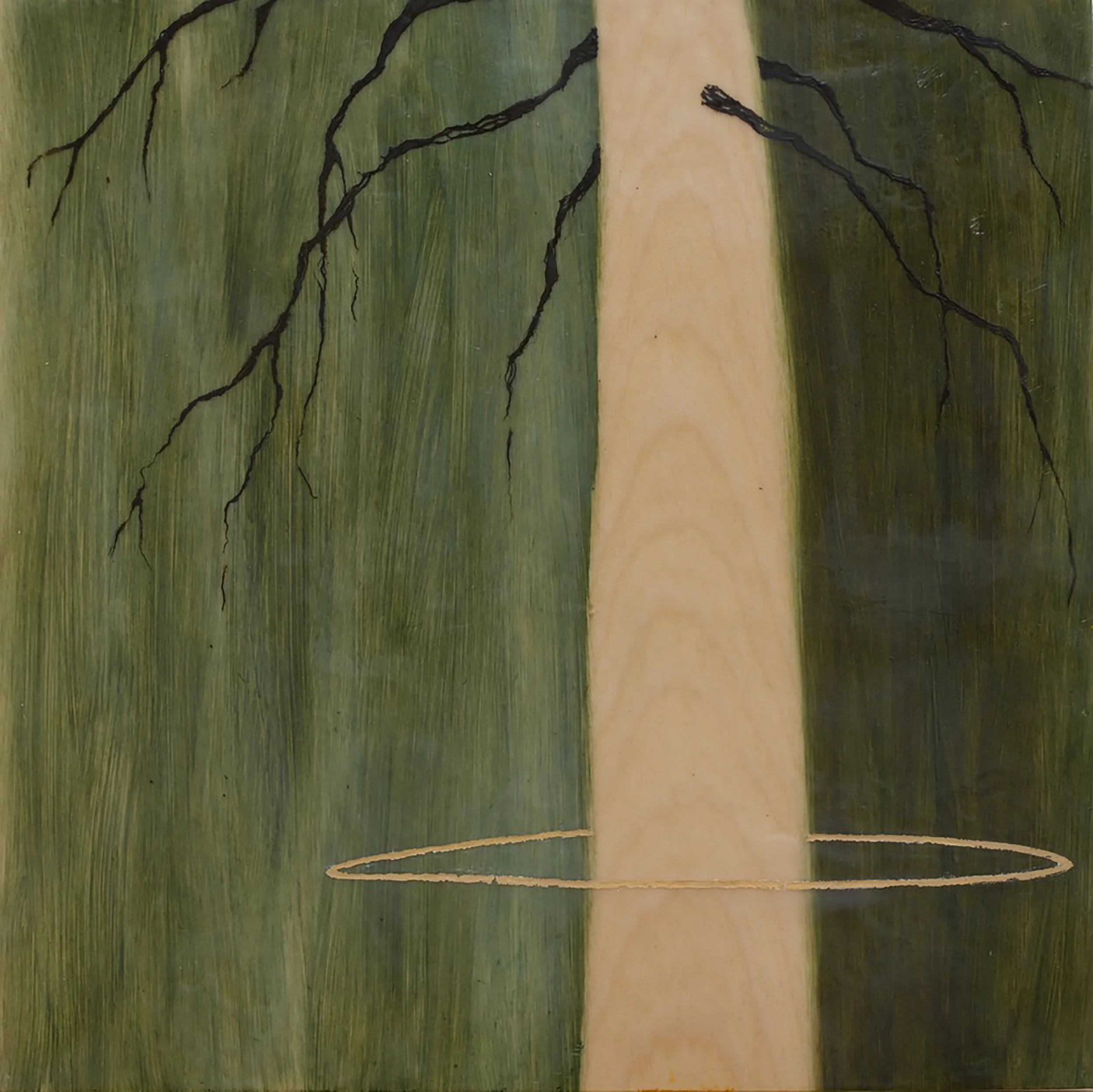 Arminée Chahbazian
"How Old Am I?" A conceptual painting featuring a tree with green and tan colors
2015