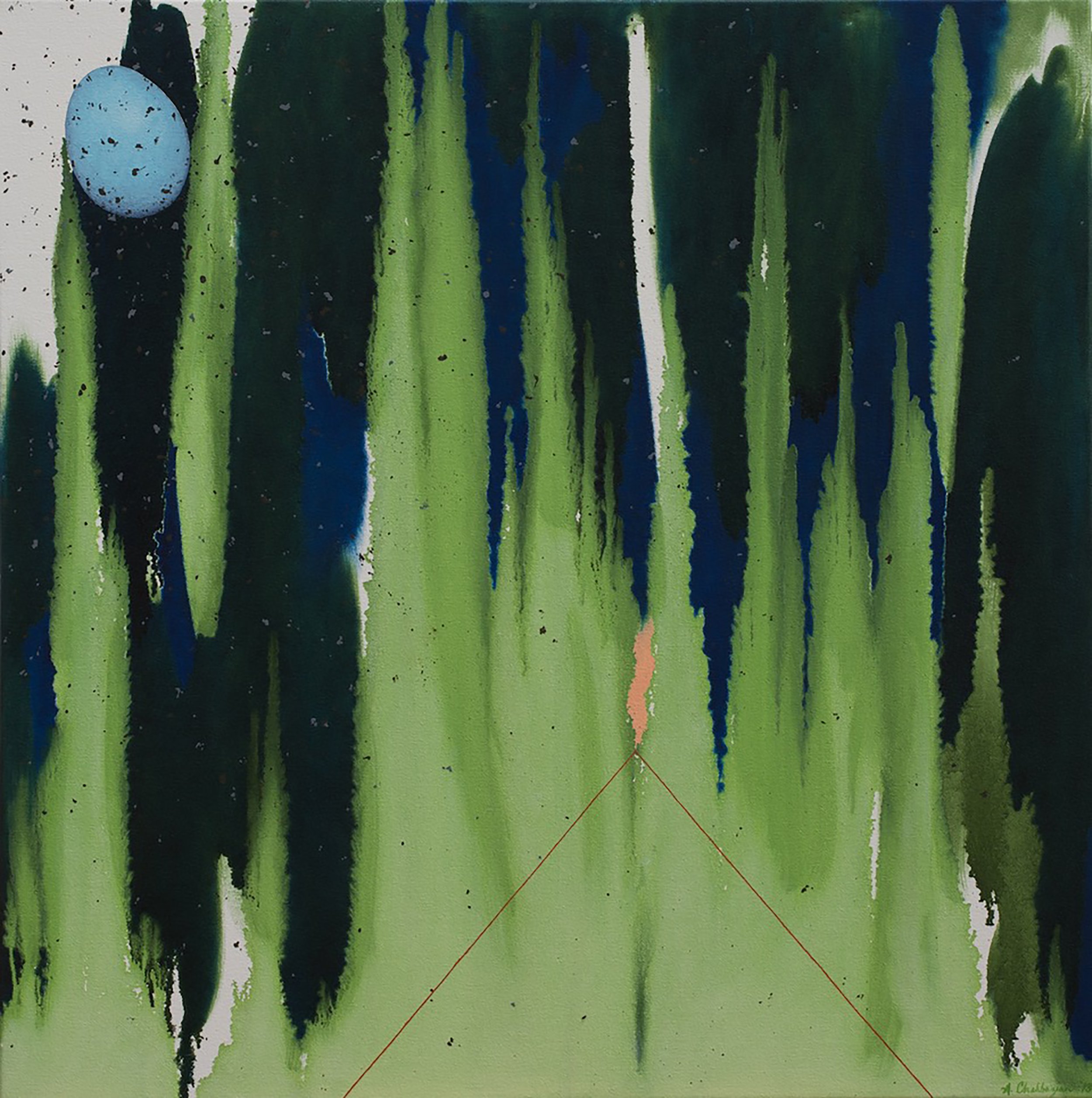 Arminée Chahbazian
"Eruption" – Contemporary Oil Painting With Gorgeous Greens and Blues
2013