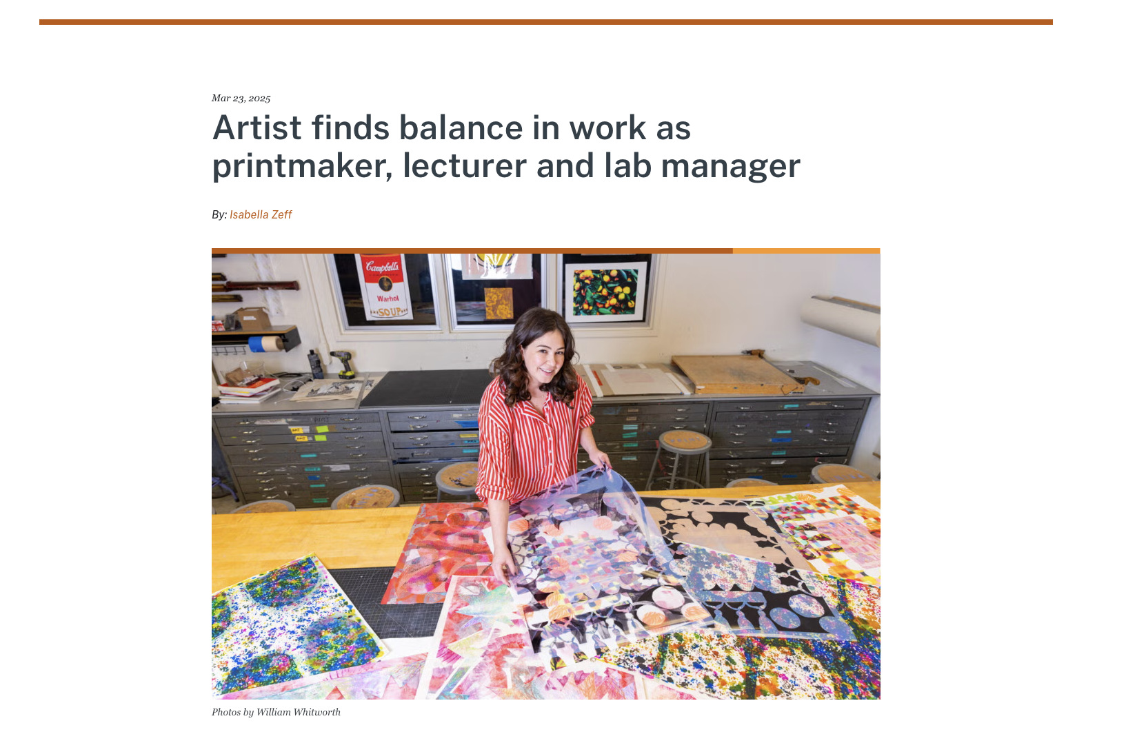 Erin Miller - Print Maker, Lecturer, and Lab Manager