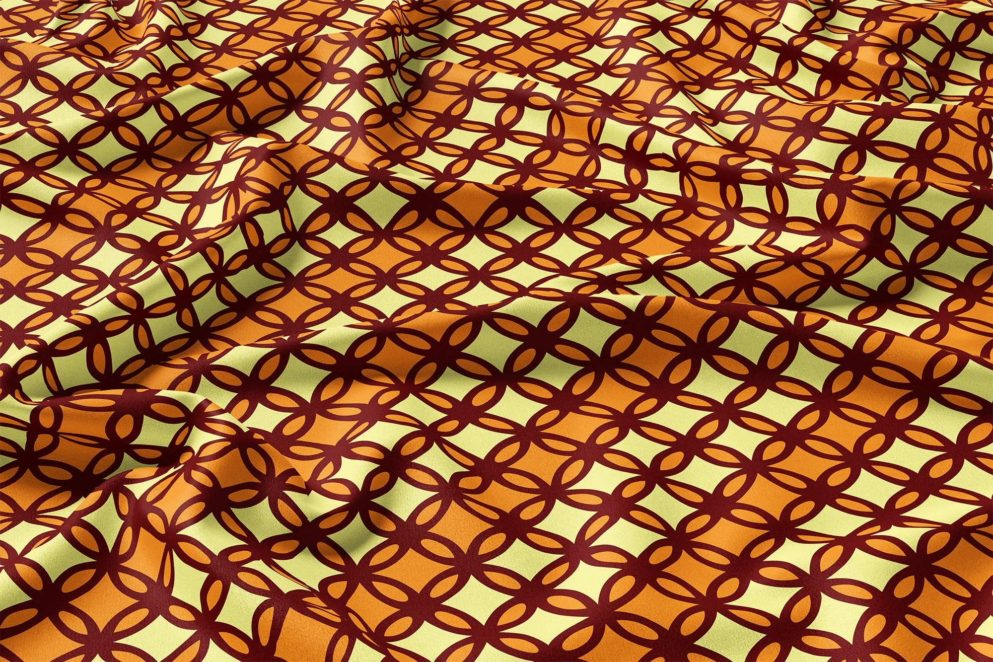 Nserewa in pattern in caramel inspired by the sacred cowrie shells.