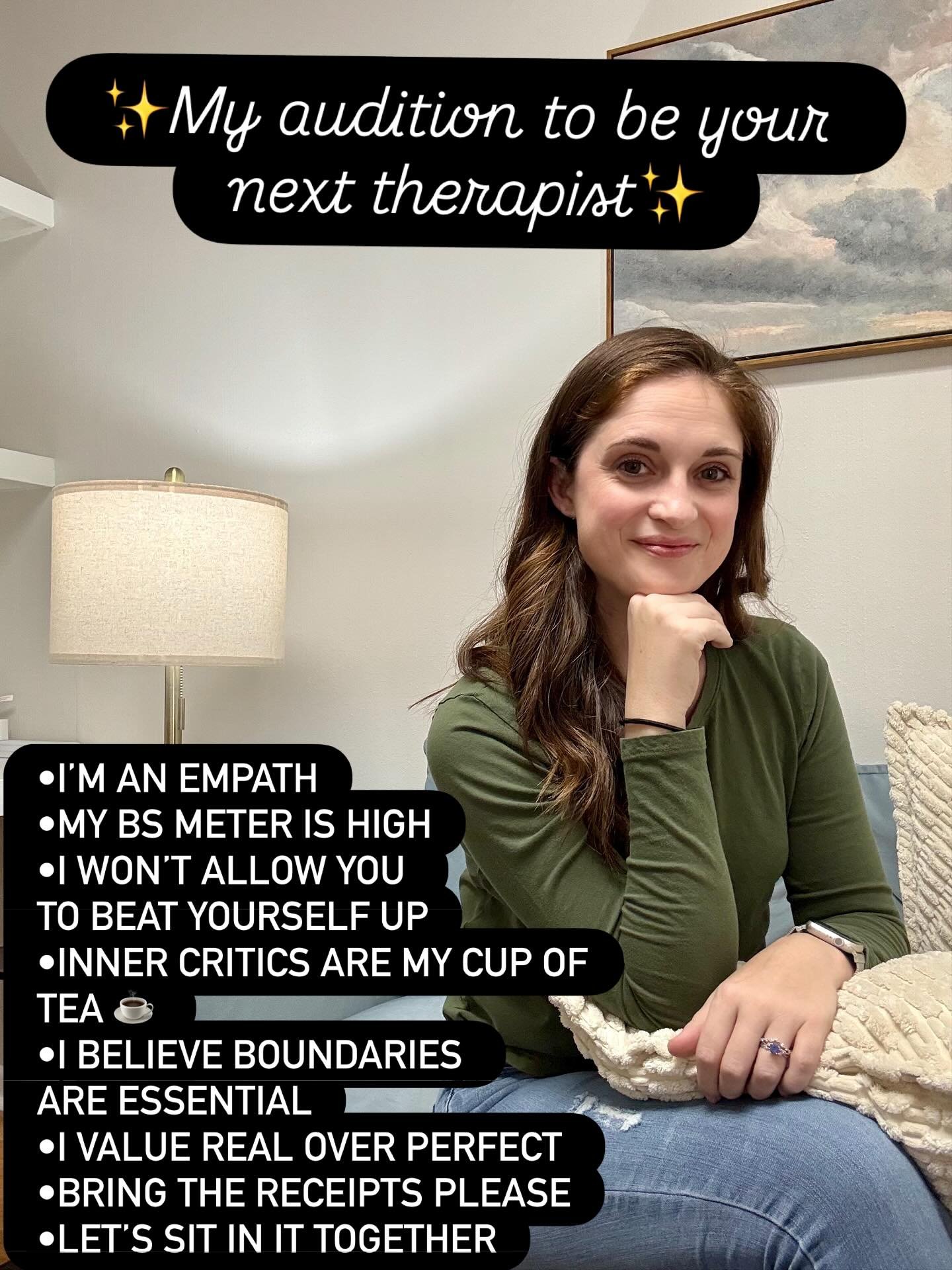 Not everyone needs a soft-spoken &ldquo;mhmm&rdquo; therapist.
Some of us need one who&rsquo;ll challenge your inner critic, call out your patterns, and still make you feel safe enough to cry and laugh in the same session.

For a free consultation sc