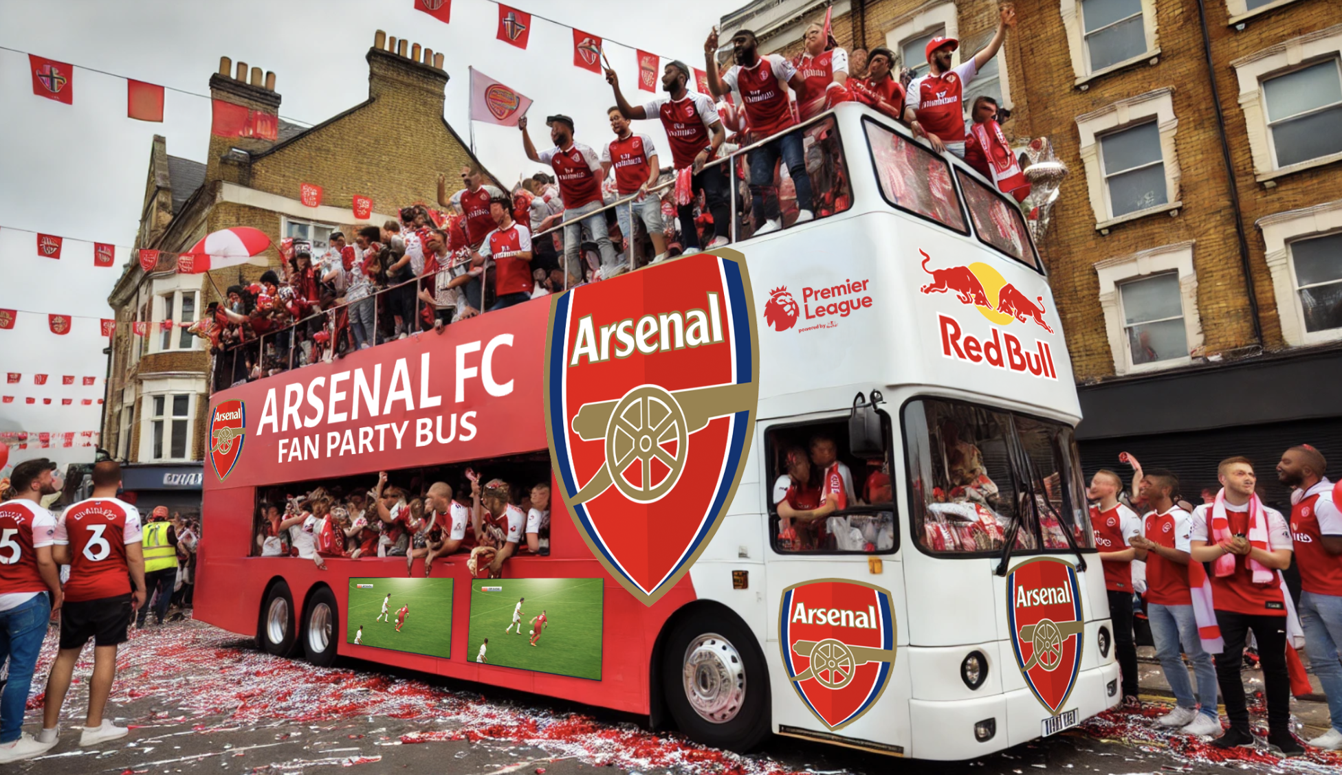 Fan Party Bus - To build hype and excitement before kick off! These buses take fans to Premier League Pubs