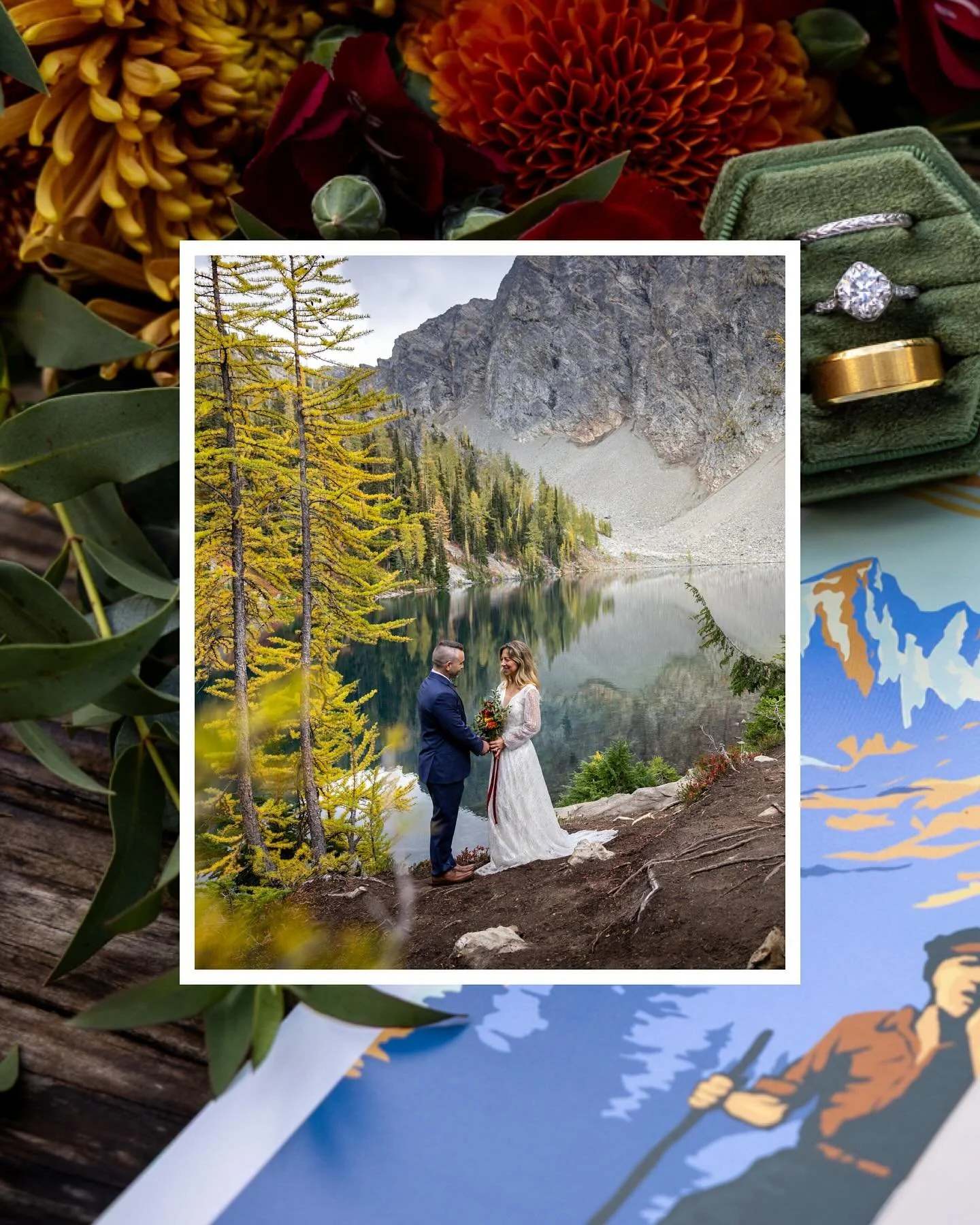 Riane &amp; Seth&rsquo;s elopement was pure magic ✨ We drove out from Bellingham, stopping for scenic views along the way, and shared a charcuterie picnic at the trailhead before hiking up to Blue Lake. The mountains gifted us their ever-changing wea