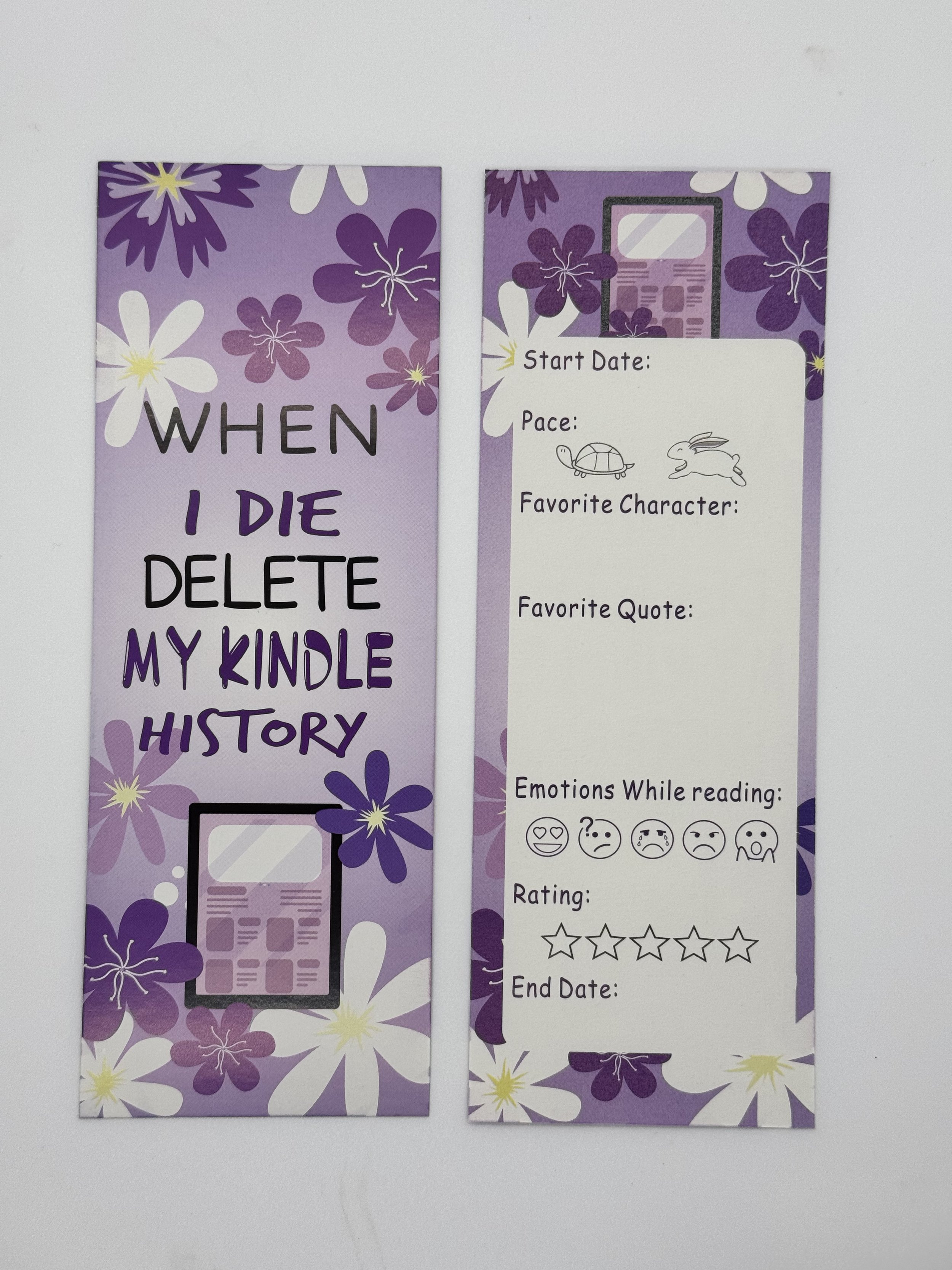 Delete My Kindle History Paper Bookmark