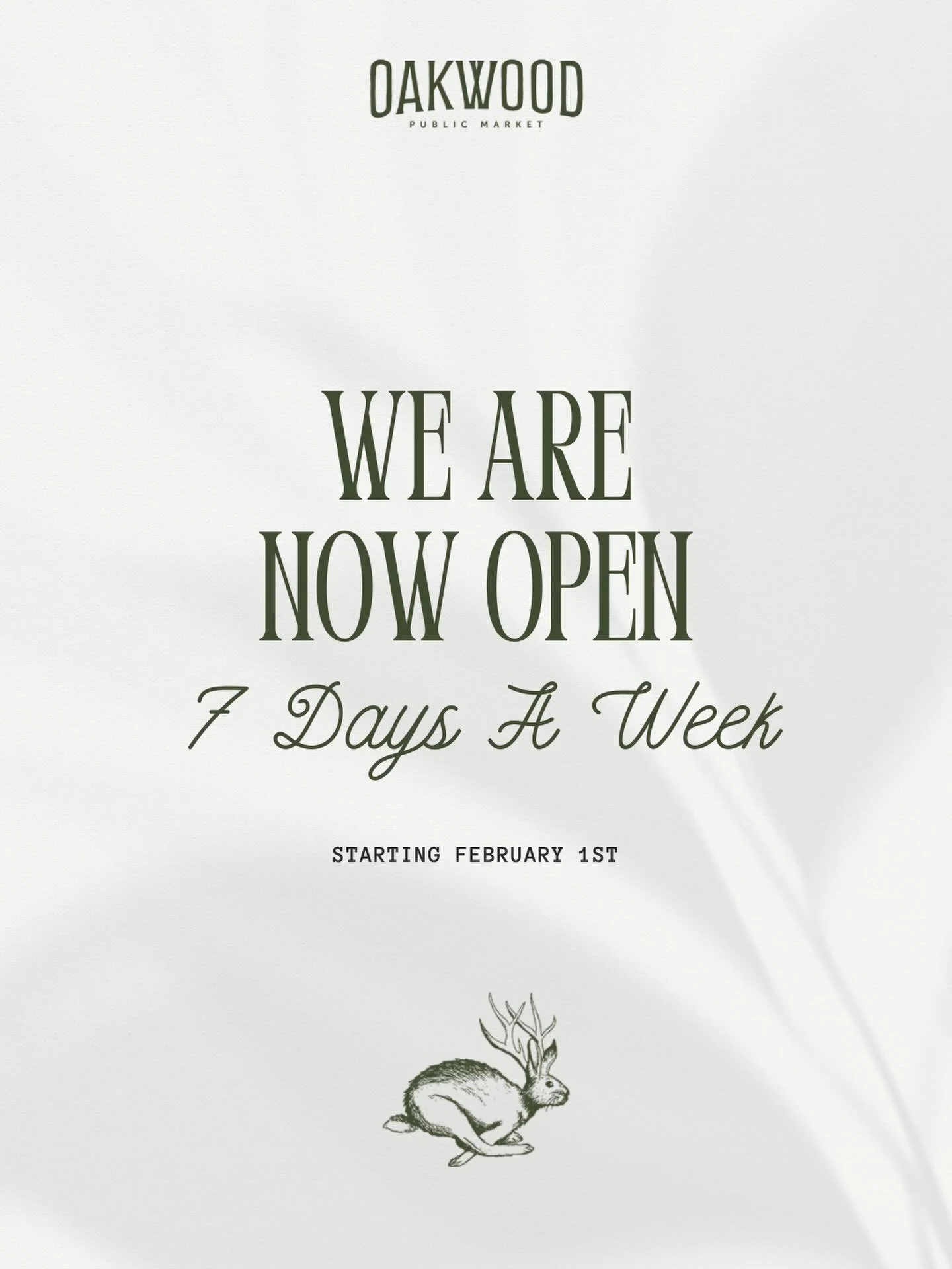 Big news, Oakwood family &mdash; we&rsquo;re officially open 7 days a week starting February 1st. 🙌

More days, more coffee dates, more lunches, more sunsets, more reasons to stop by.

☕ Coffee Shop
Open every day
7:30 AM &ndash; 3 PM

🍕 Oakwood Ma