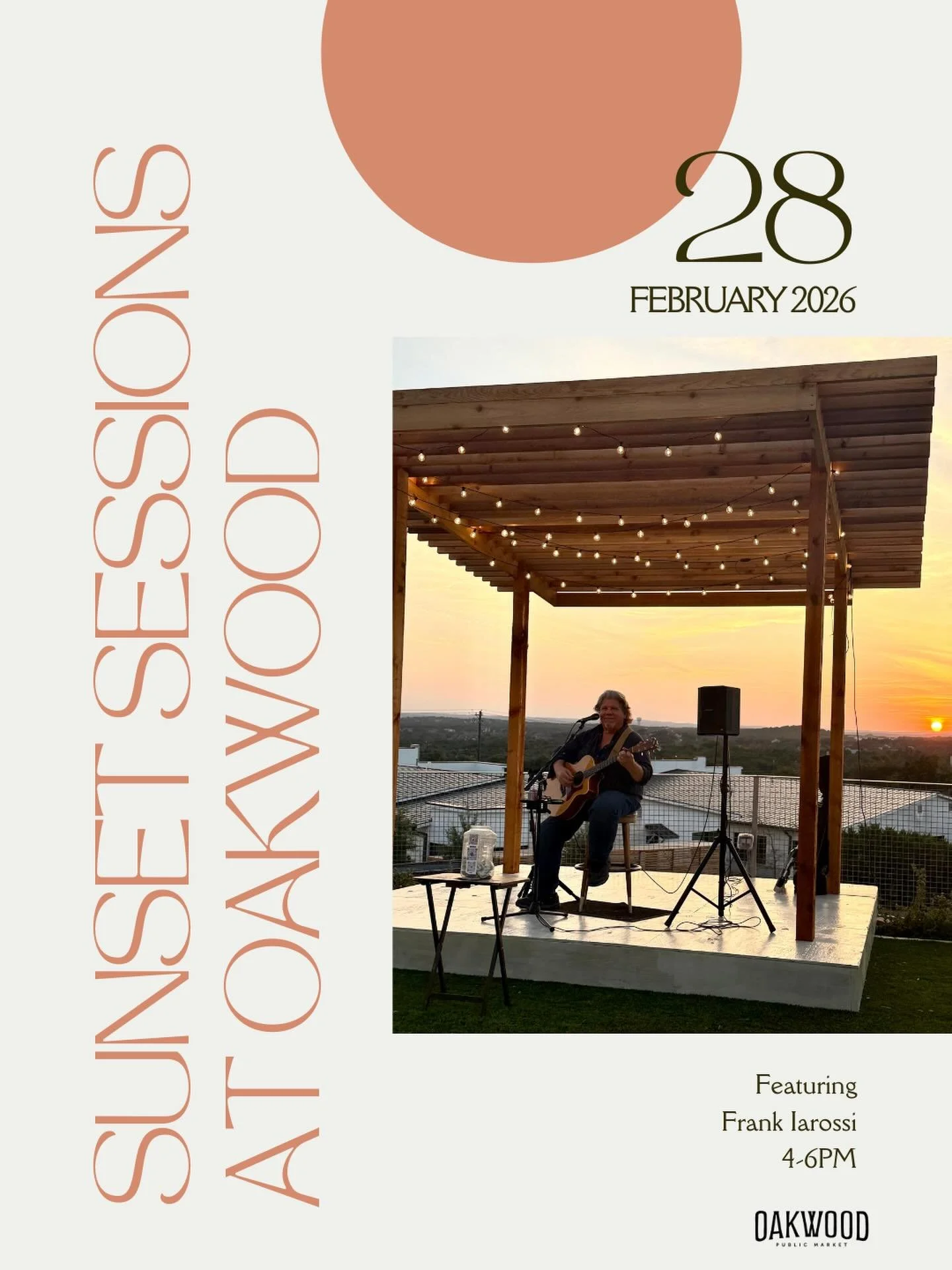 Round two with Frank! 🎶

Frank Iarossi is back at Oakwood tomorrow from 4&ndash;6PM, and if you caught him last time, you already know you&rsquo;re in for a good one.

With roots in rock &rsquo;n roll and influences like The Beatles, Led Zeppelin, a