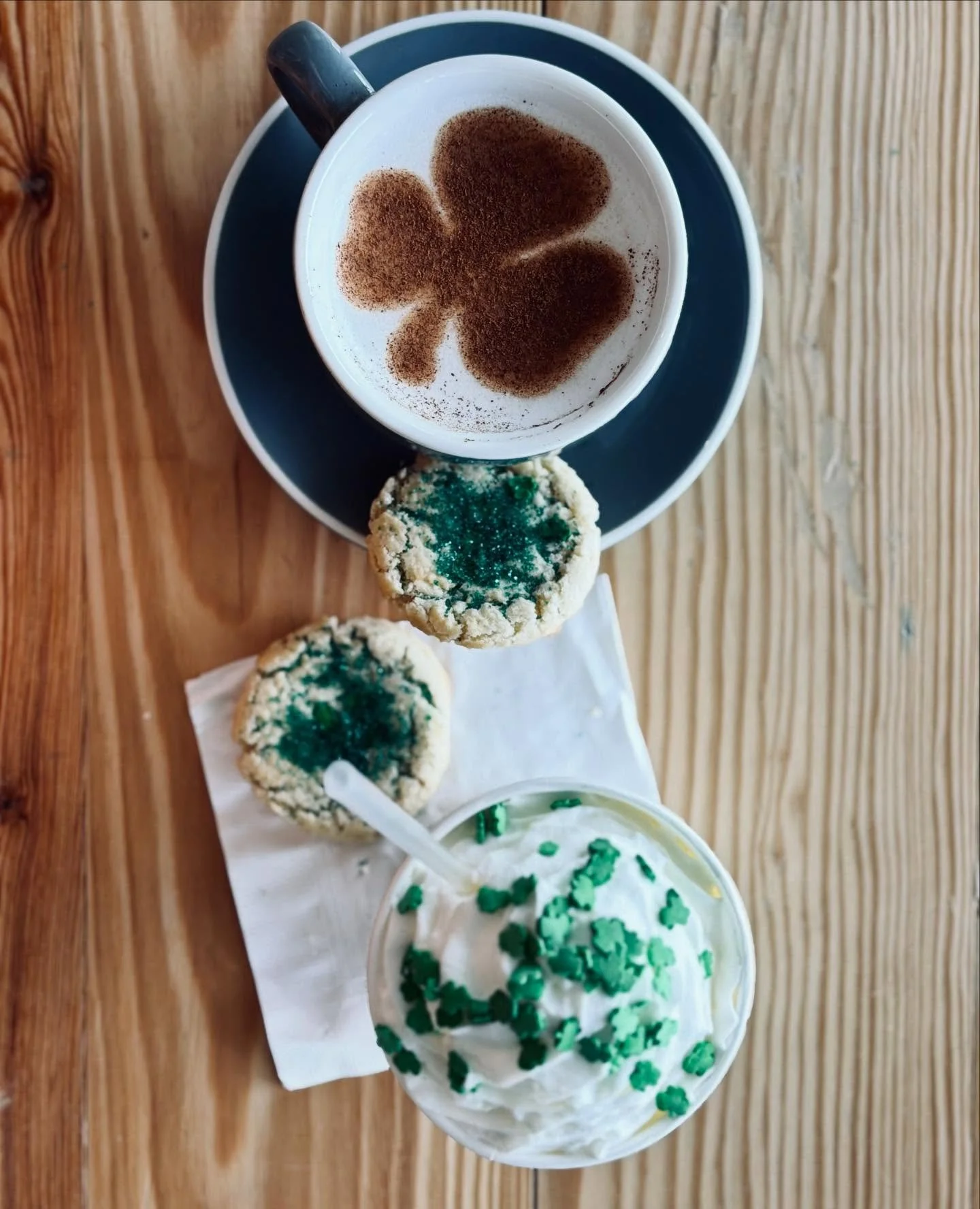 March&rsquo;s coffee special has arrived, just in time to ease the sting of Daylight Savings. ☘️

The Irish Cream Latte is made with a hint of sweetness, topped with a cookie treat and a dusting of cinnamon.

✨ Available hot or iced
✨ Kid-friendly ve