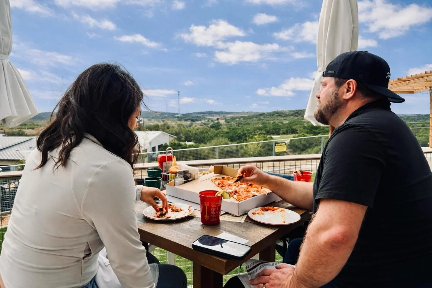 Patio weather just hits different. 🌅🍕🍹

The best way to enjoy pizza, margaritas, and a Hill Country sunset is out on our spacious patio bar! 

Even better? Pizzas are 25% off every Monday &amp; Tuesday, so your next patio night just got a lot tast