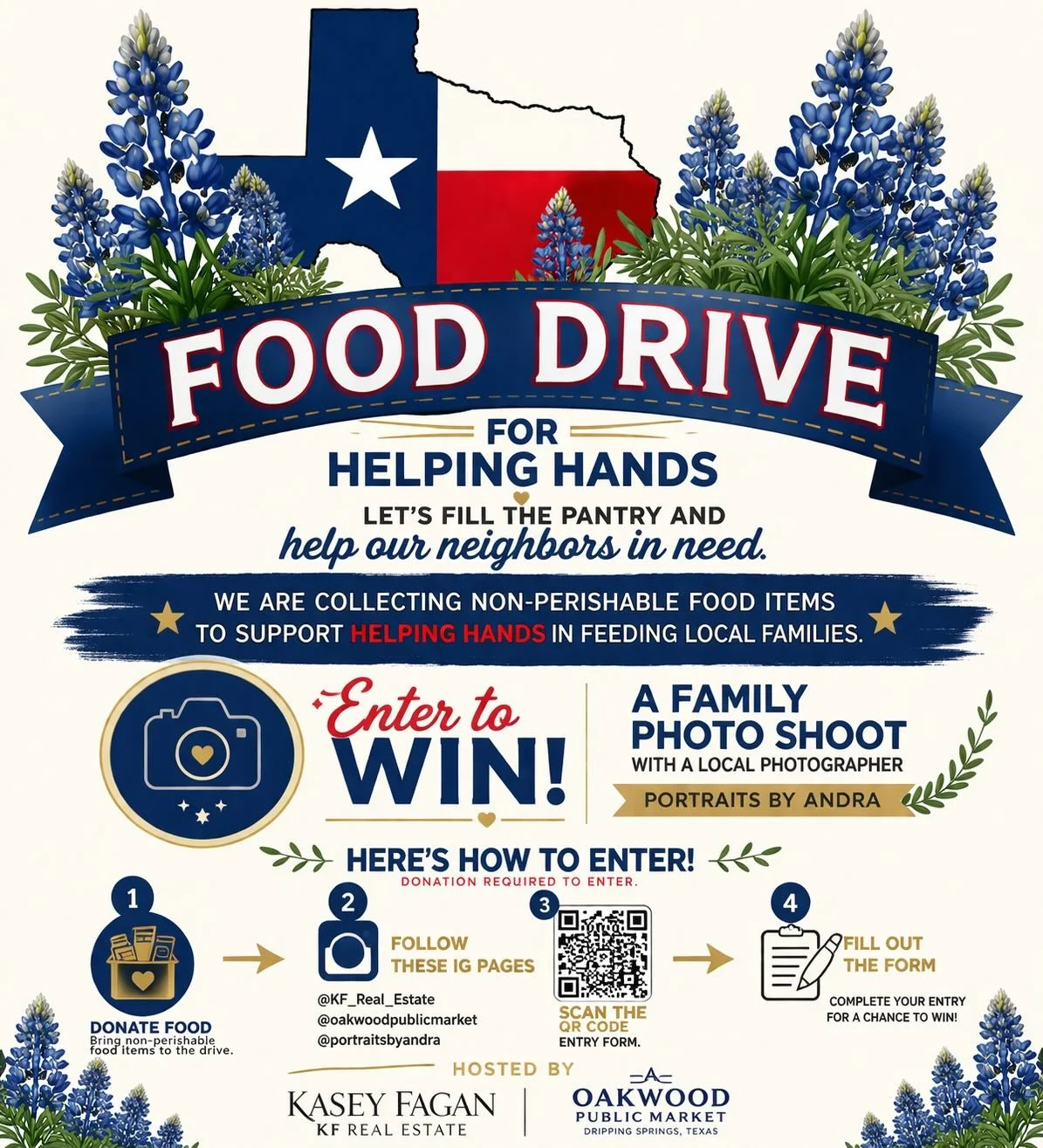 A chance to give back, together. 🤍

We&rsquo;re partnering with Kasey Fagan &amp; Helping Hands for a food drive supporting local families in need. Bring non-perishable items by the coffee shop and help us fill the pantry for our neighbors!

As a th