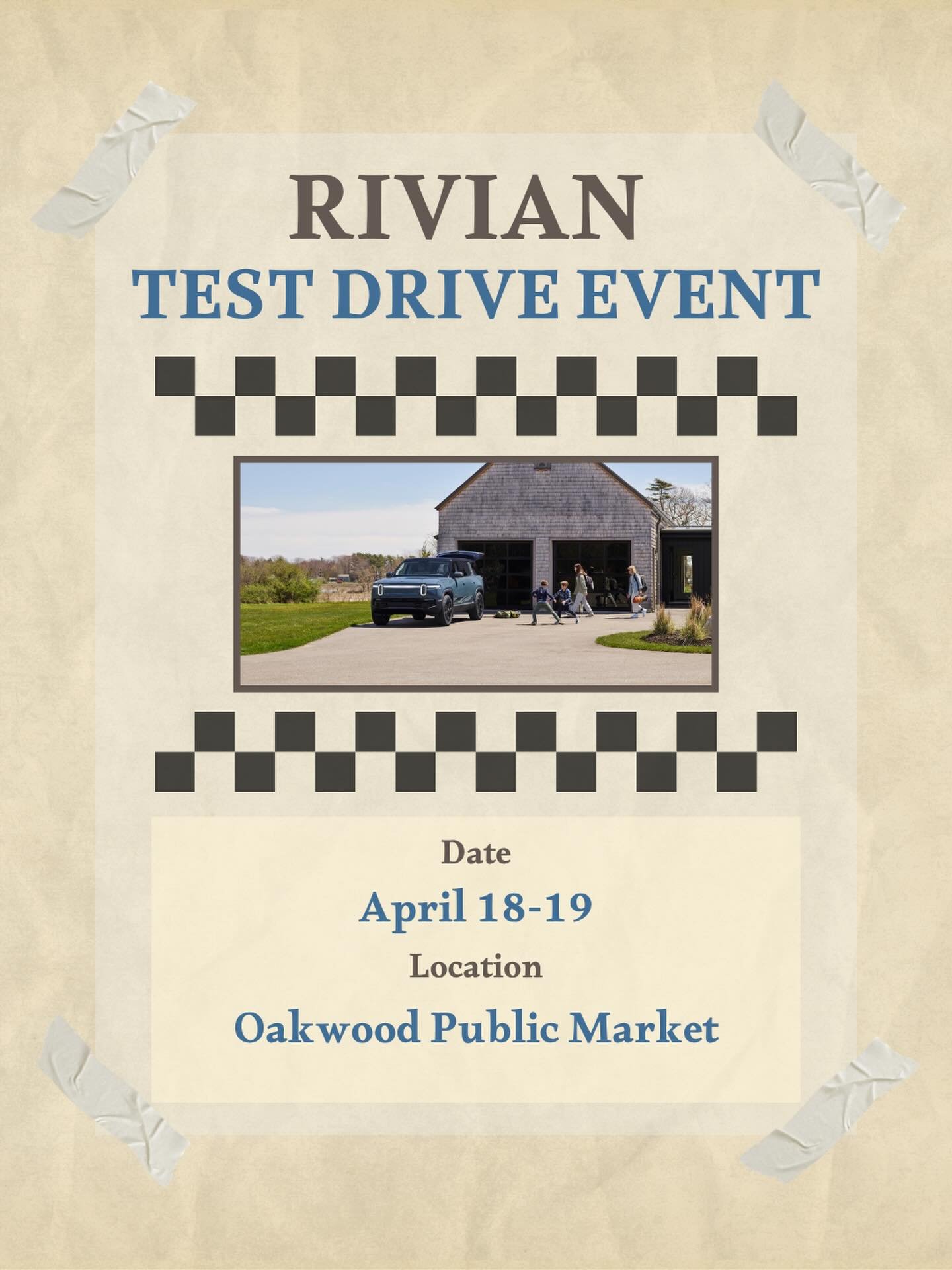 A different kind of weekend at Oakwood. 🚙🌿

We&rsquo;re hosting Rivian for a pop-up test drive experience April 18&ndash;19 from 10AM&ndash;4PM.

Two vehicles, set out front and ready to explore.

Sign up ahead of time at the link in our bio, then 