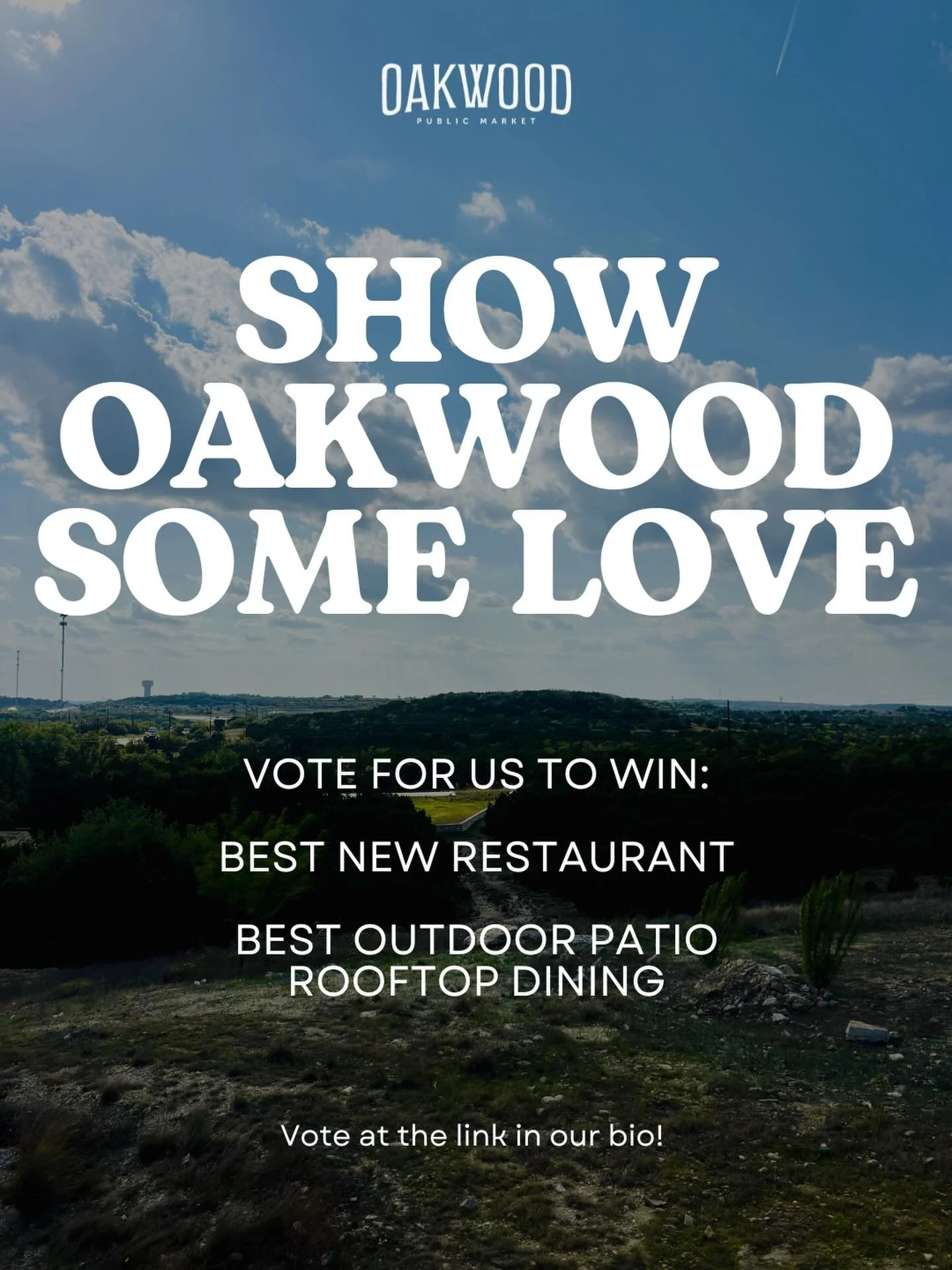Drip, we need your help! 🌿
Oakwood is up for two categories in Best of ATX with the Austin American-Statesman: 
&ndash; Best New Restaurant &ndash; Outdoor Patio / Rooftop Dining

If you&rsquo;ve spent time with us and enjoyed your experience, your 