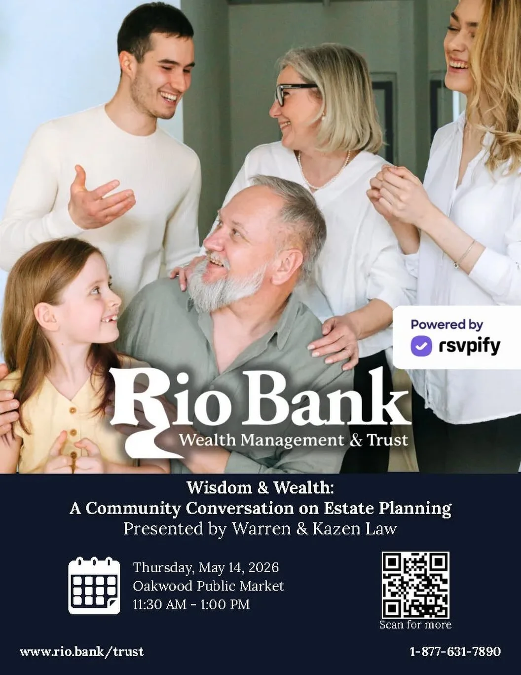 A conversation worth making time for. 💰

On May 14, Rio Bank Wealth Management &amp; Trust will host an Estate Planning Lunch &amp; Learn at Oakwood, featuring attorneys Jessica Warren and Gregory Kazen of Warren &amp; Kazen Law.

This event will of