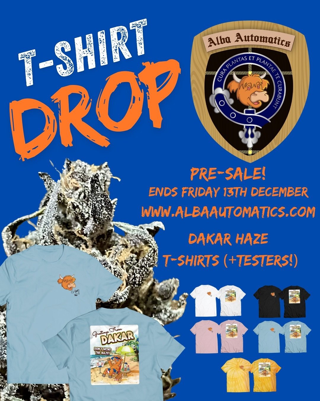 MERCH DROP! Ever since @rodgerjames designed this post card inspired Dakar Haze art, I knew I had to see it on a T shirt! Then when a few of you awesome lads and lassies asked for some, I knew I had to get @labelmybud on the case!

This pre-sale will