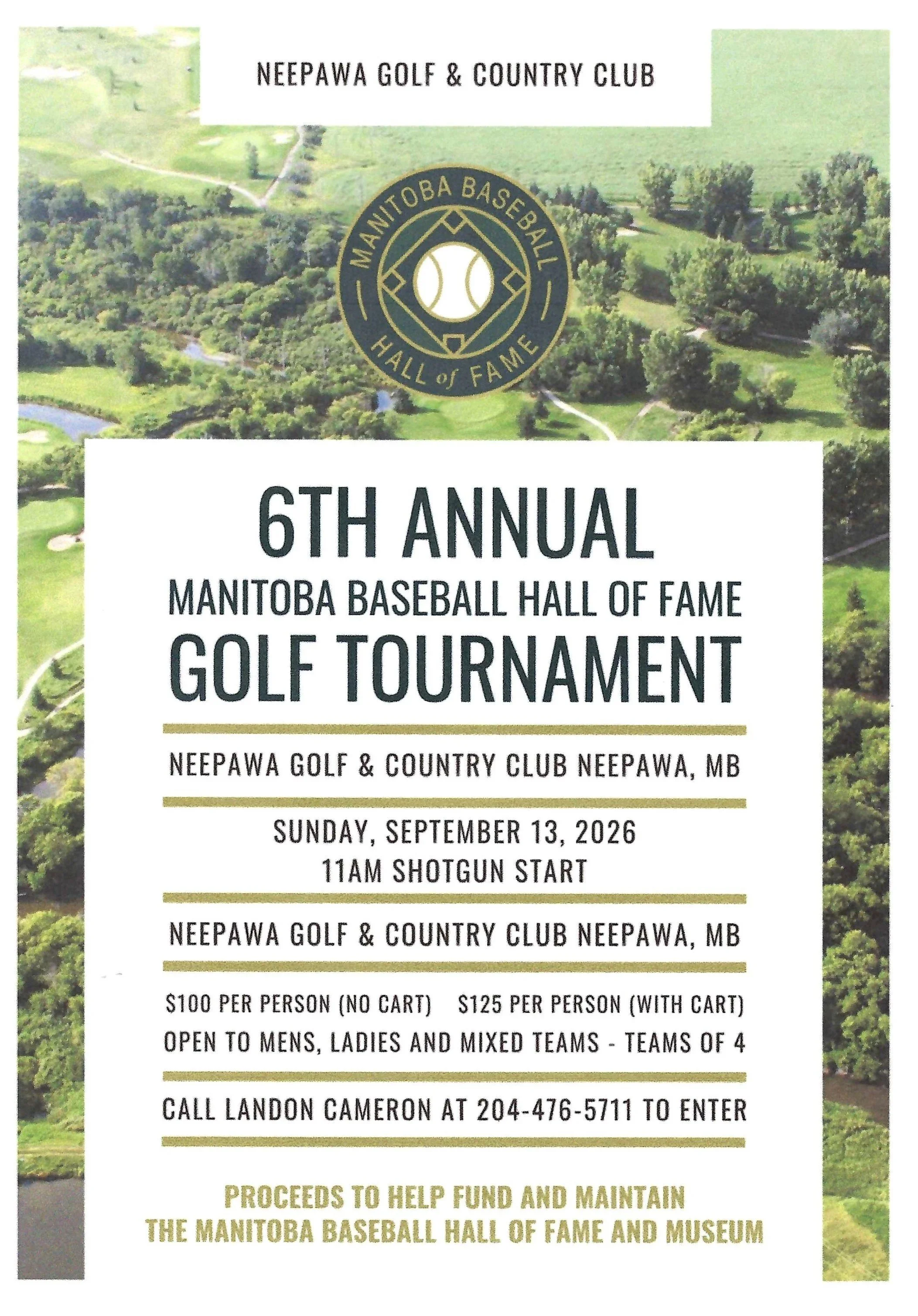 Manitoba Baseball Hall of Fame                              6th Annual Golf Tournament