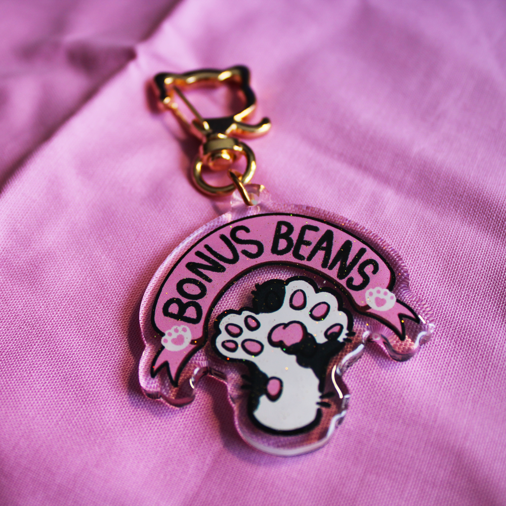 bonus beans polydactyl cats keychain — Frogdust Productions