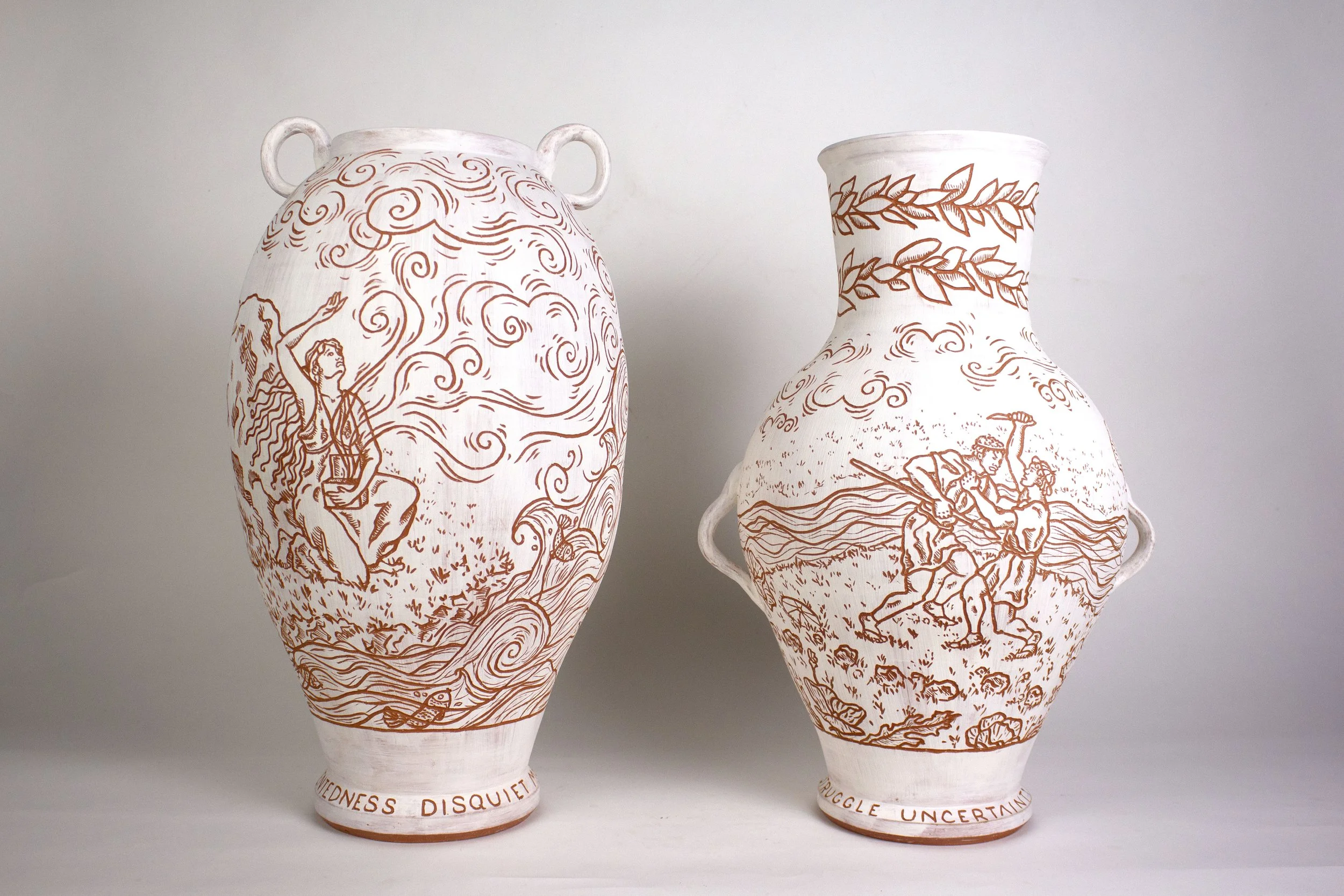 Disquiet and Struggle, red earthenware, 17x10x10in, 2024