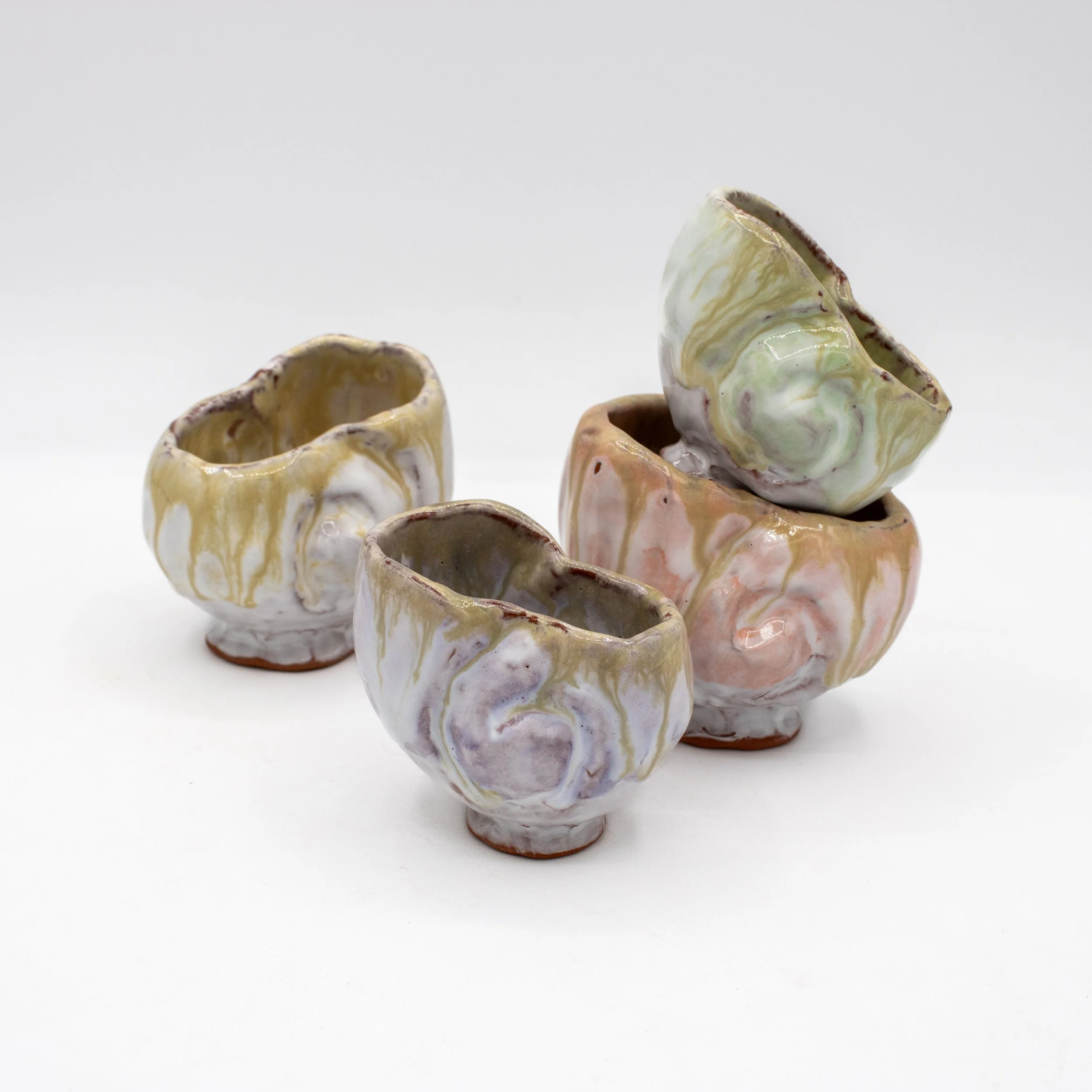 Shell Shot Glasses, red earthenware, 2025