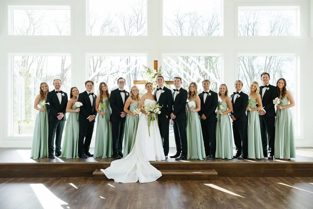 Wedding party flowers by Dallas Florist, Haute Poppies Floral, with an all white color palette