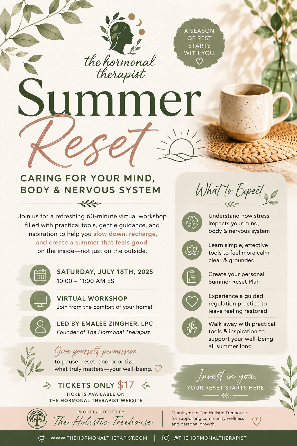 Mental Health &amp; Wellness Educational Workshop by The Hormonal Therapist *ON ZOOM*