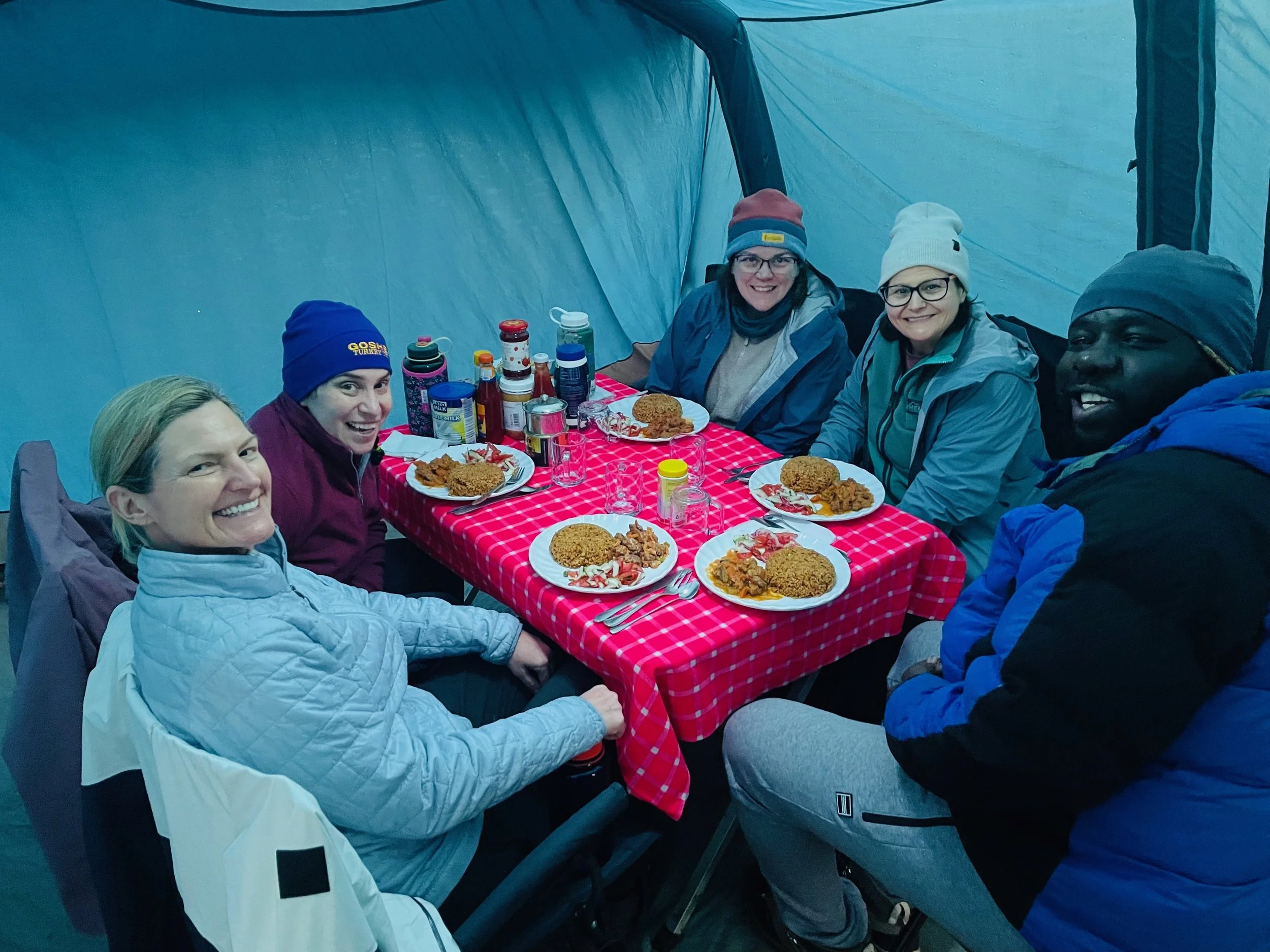 This was the mess tent where we ate breakfast, lunch, and dinner. One of our guides always ate with us to make sure we were feeling and eating well.