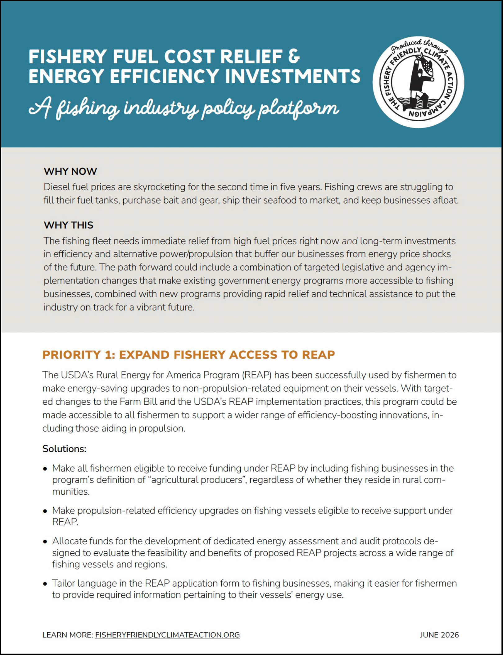 page 1. Fishery fuel cost relief and energy efficiency investments