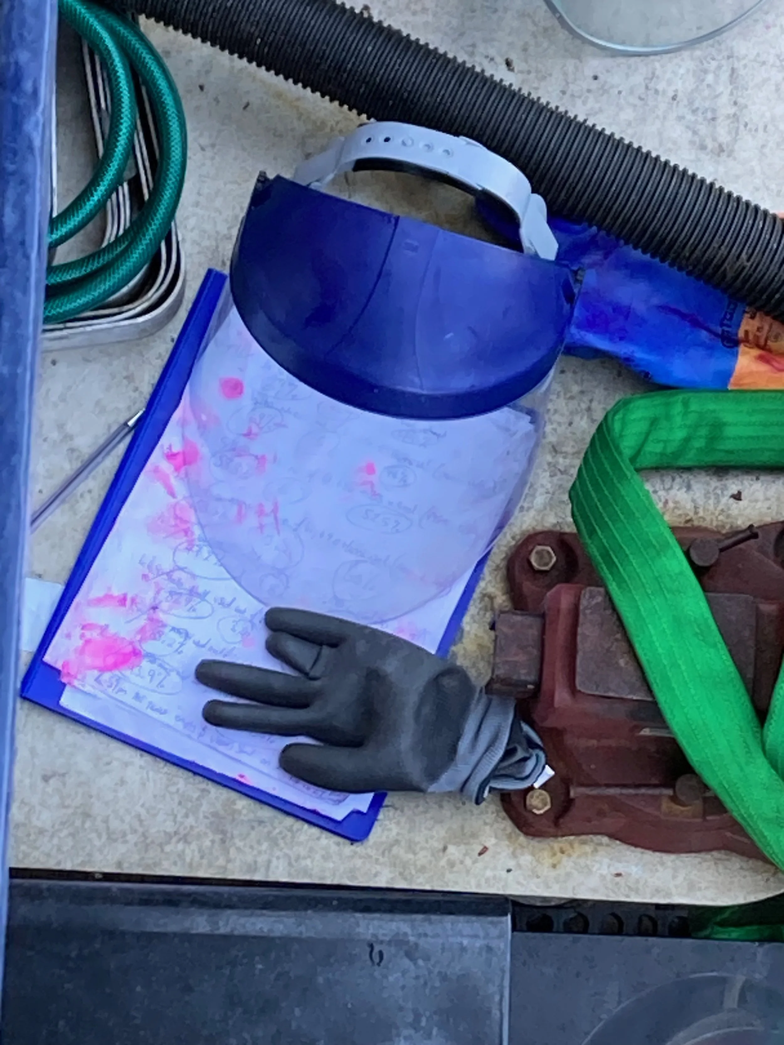 Flow meter readings with rhodamine smudges