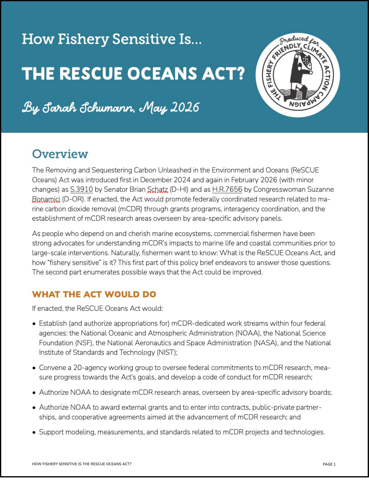 How fishery sensitive is the ReSCUE Oceans Act