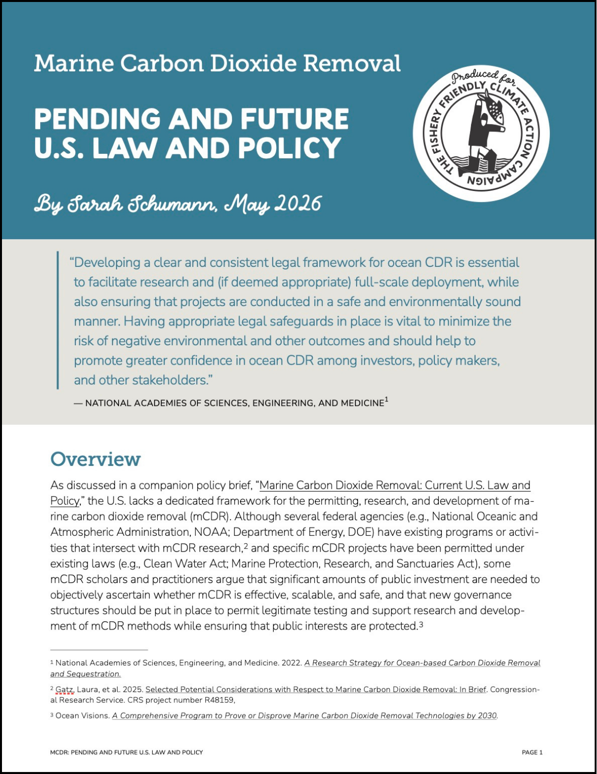 mCDR Pending and Future U.S. Law and Policy