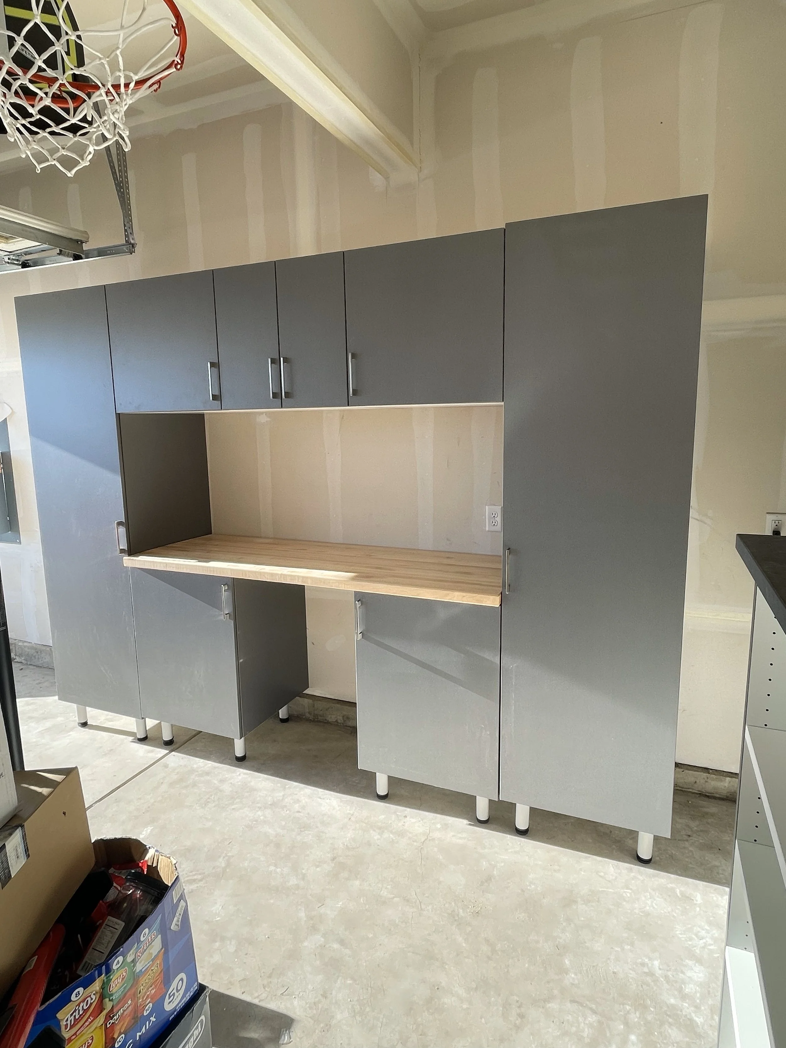 custom garage cabinets and work bench combo