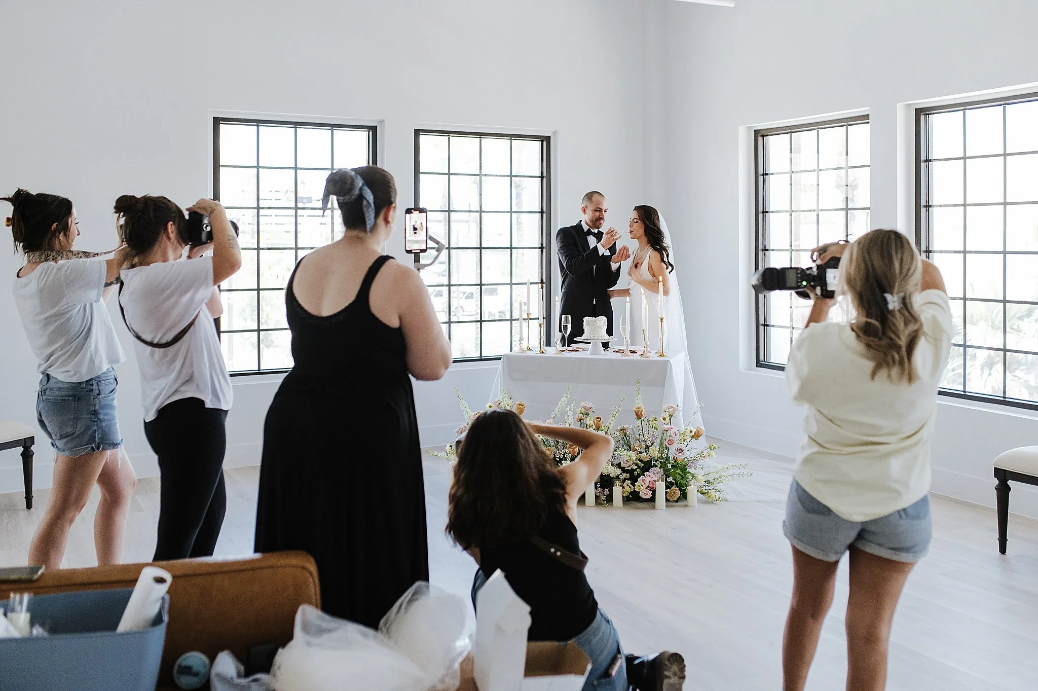Wedding shootout hosted at The White Space, natural light studio.