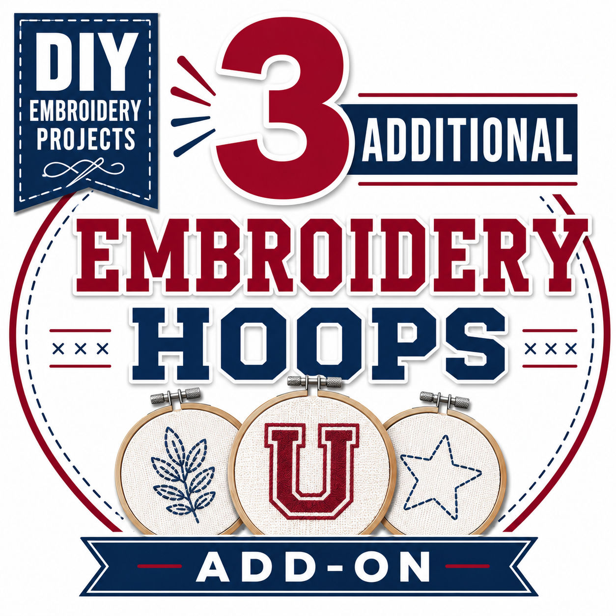 Additional 3 hoops for DIY Embroidery