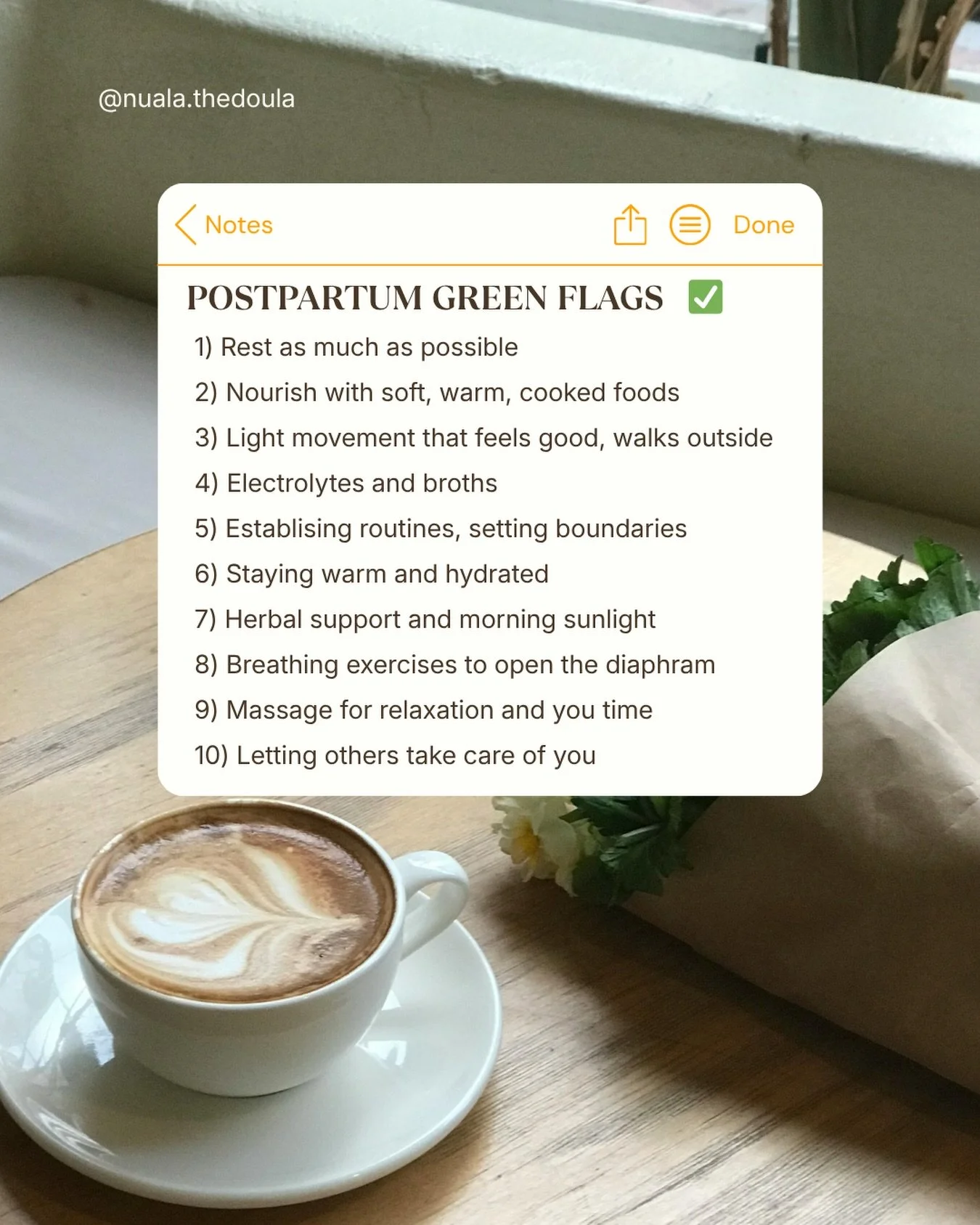 We love a good postpartum period 👏🏼

💫Not &ldquo;bouncing back&rdquo;
💫Not doing it alone
💫Not ignoring your own healing and care

Real postpartum green flags look like 🙌🏼

💫Resting without guilt
💫Eating nourishing meals all the time 
💫Stay