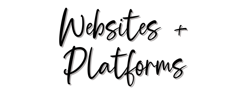 Handwritten text reads 'Websites + Platforms' on a black background.