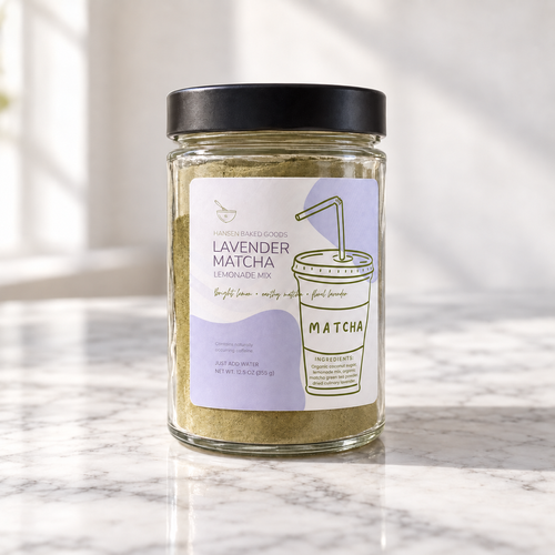 Lavender Matcha Lemonade Mix jar