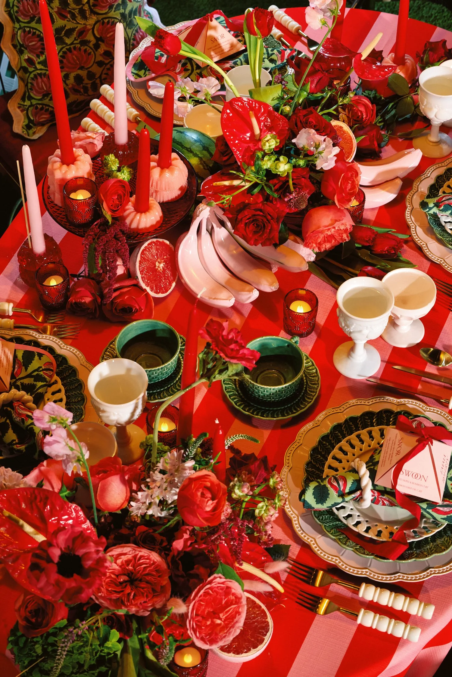 Tabletop rentals from AFA Rentals featuring maximalist styling from maximalist styling.