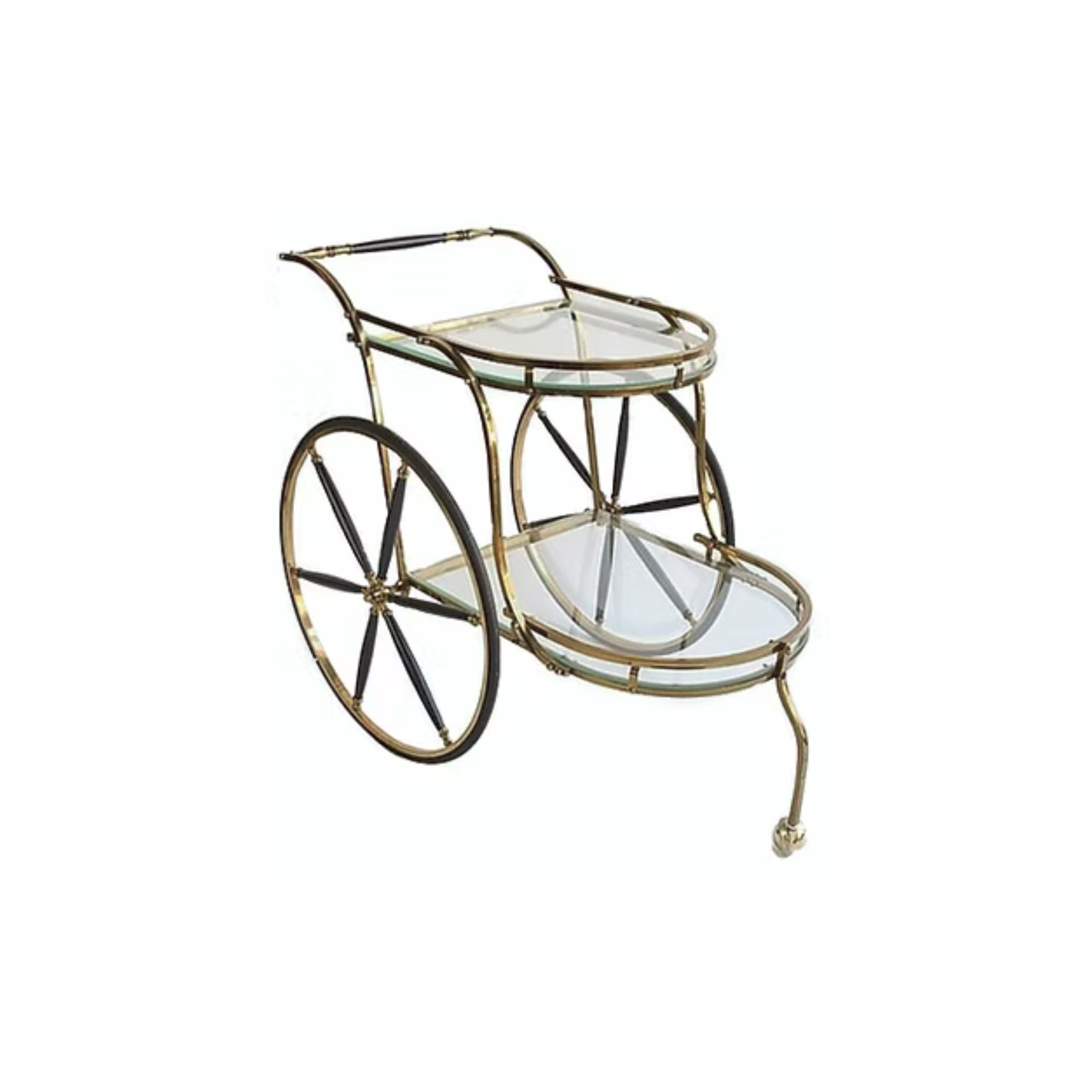 Decorative gold and glass antique-style wheelchair with glass shelves