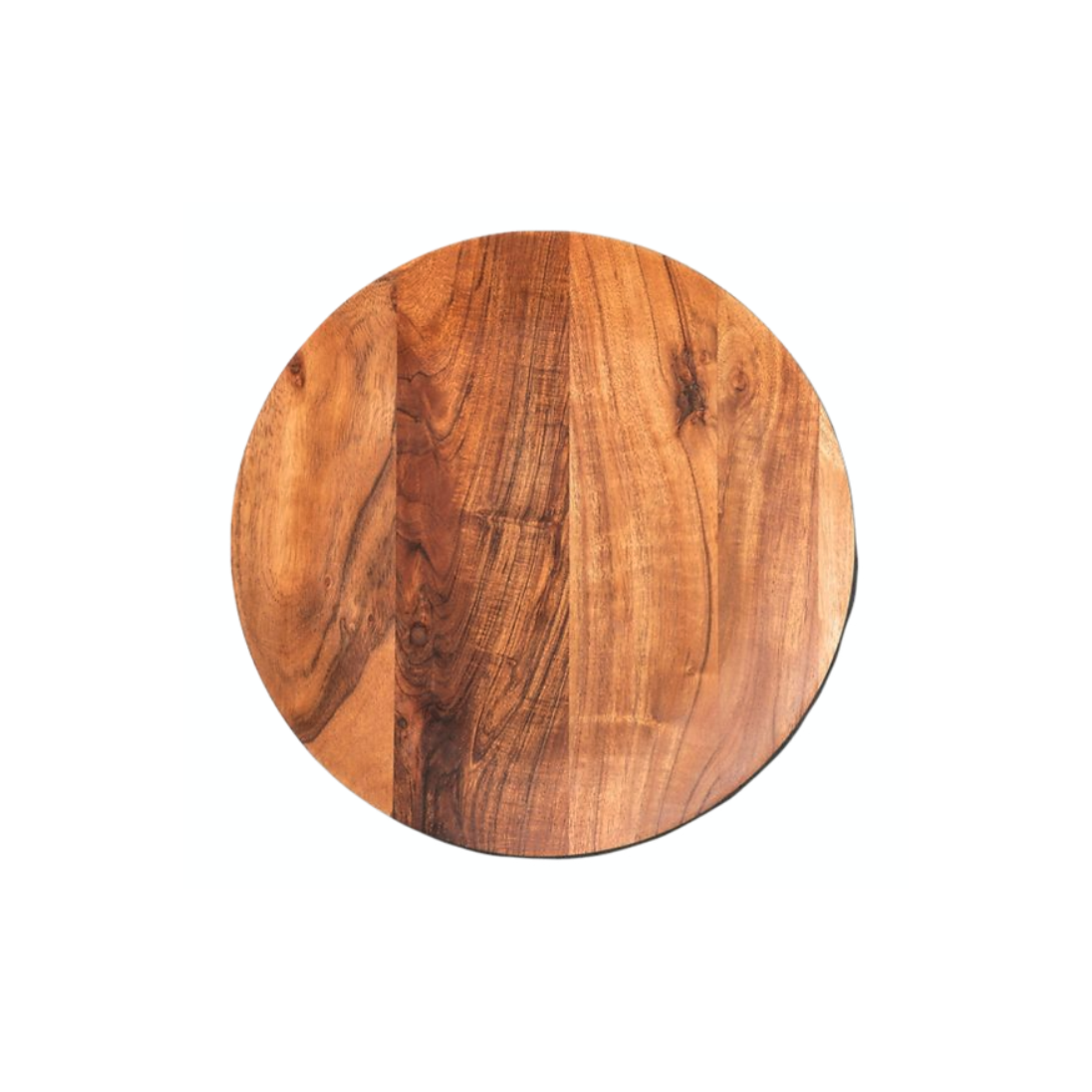 Wood charger with a natural wood grain pattern.