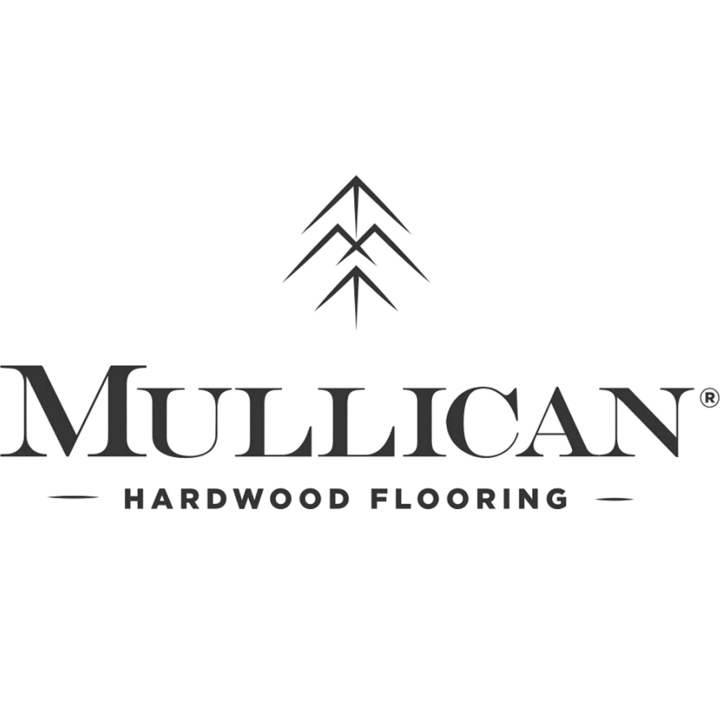 Logo of Mullican Hardwood Flooring with a stylized tree above the company name in black and white.