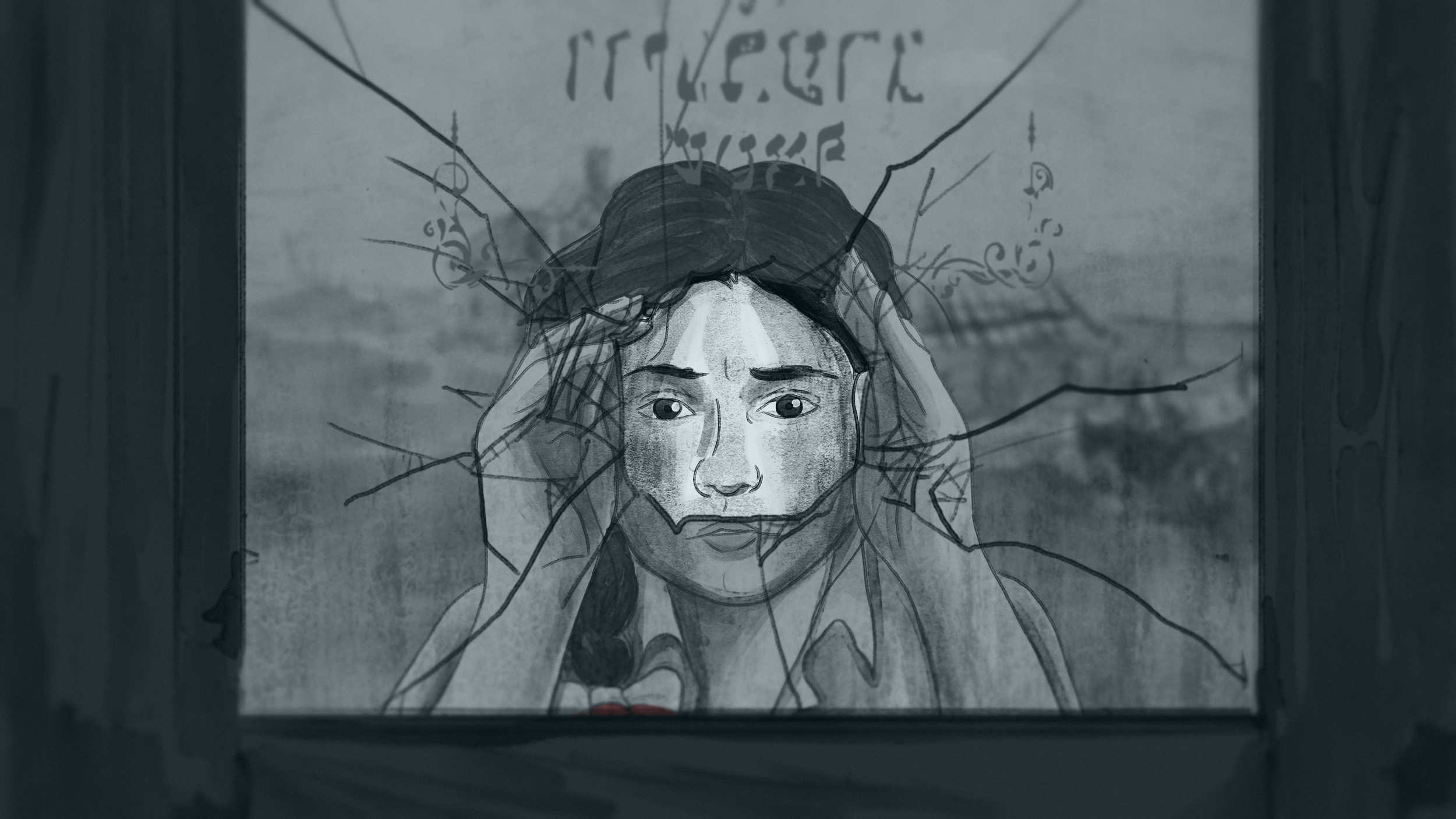 Pelagia peers into what was a Jewish shop in postwar Poland in Among Neighbors.png