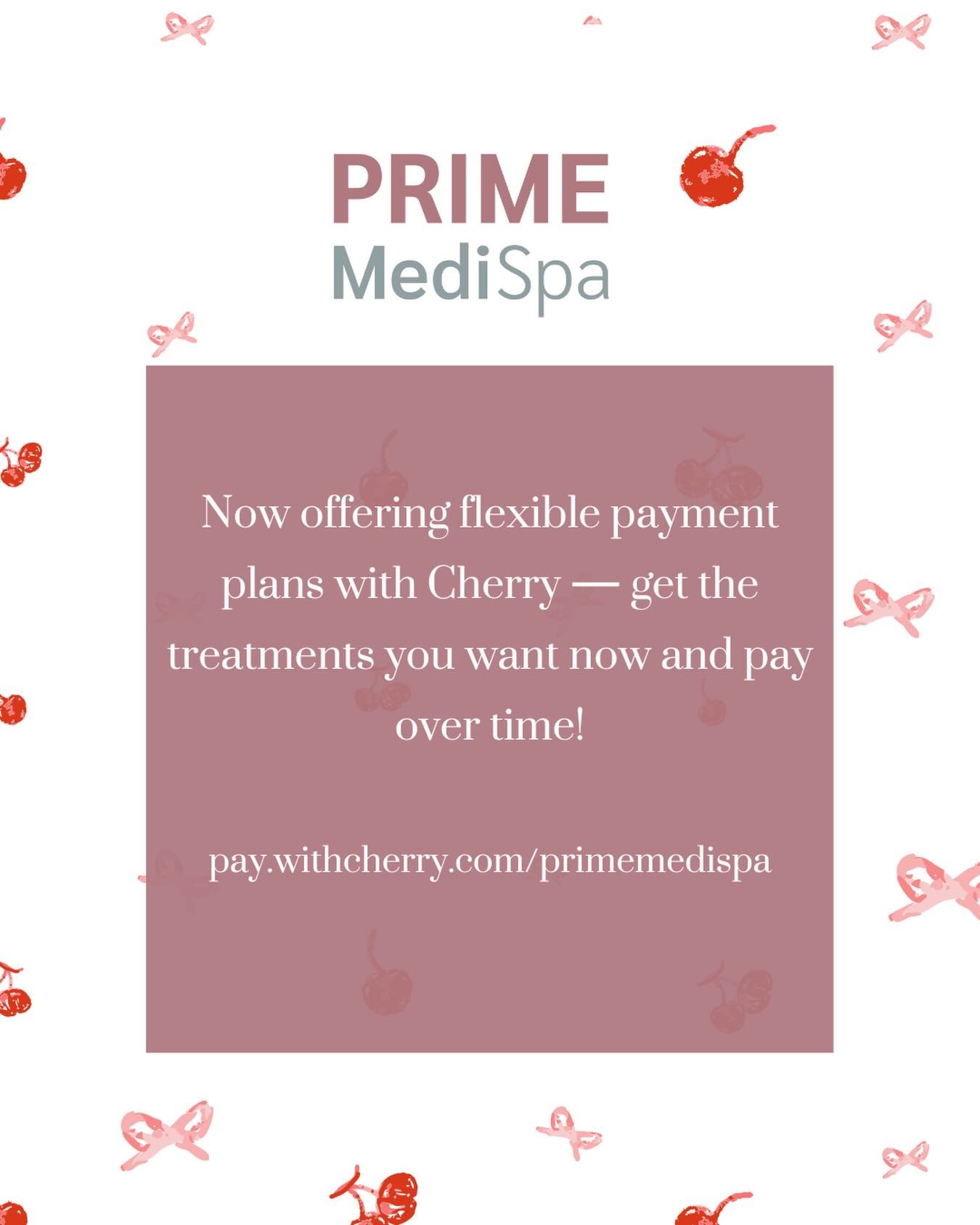 Your glow shouldn&rsquo;t have to wait ✨

We&rsquo;re now offering flexible payment plans with Cherry&mdash;so you can get the treatments you want now and pay over time. Invest in yourself now, pay over time 🍒
 Tap the link in bio to get started.