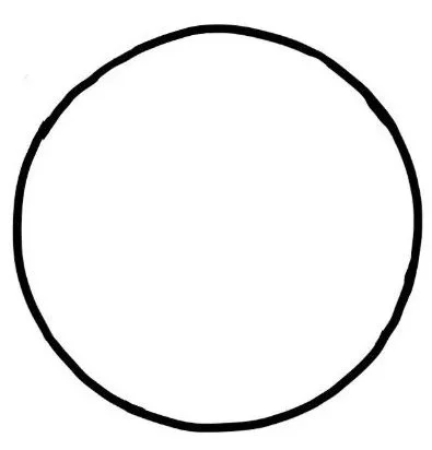A simple, hand-drawn circle with a slightly uneven black outline.