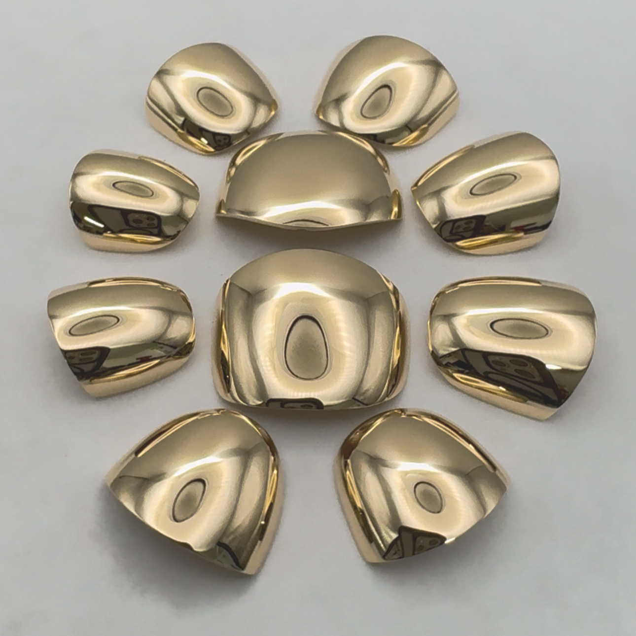 Solid Gold Nails Set of 10 Yellow, White or Rose