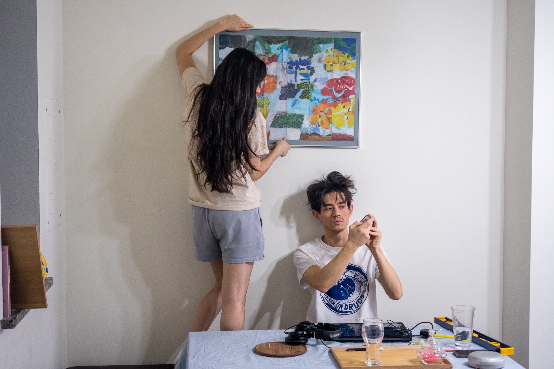 February 7, 2026 - Using the camera to hang art. Nashua, NH